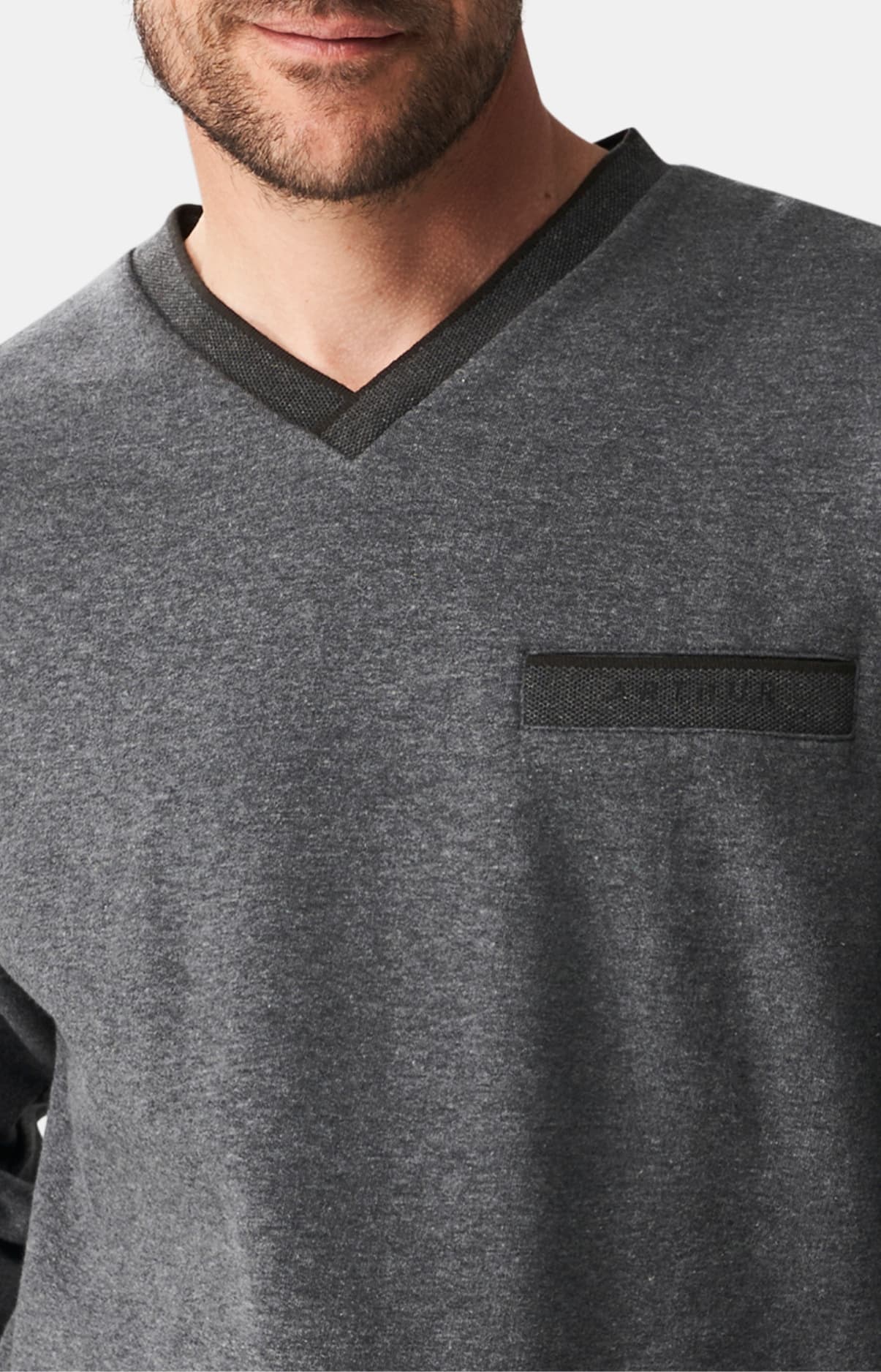 arthur-bob-molino-gris-pyjama-homme-coton-gris-chaud image 2
