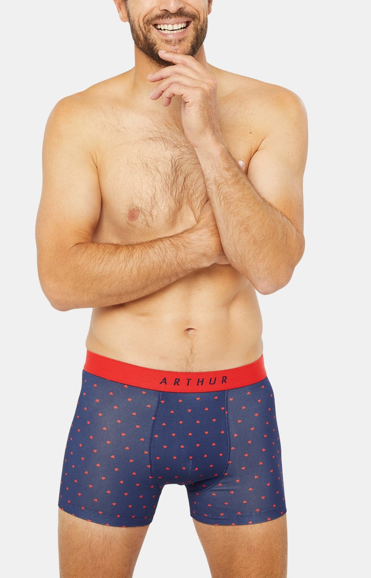 arthur-bob-boxer-homme-marine-joli-coeur-coton-bio image 1