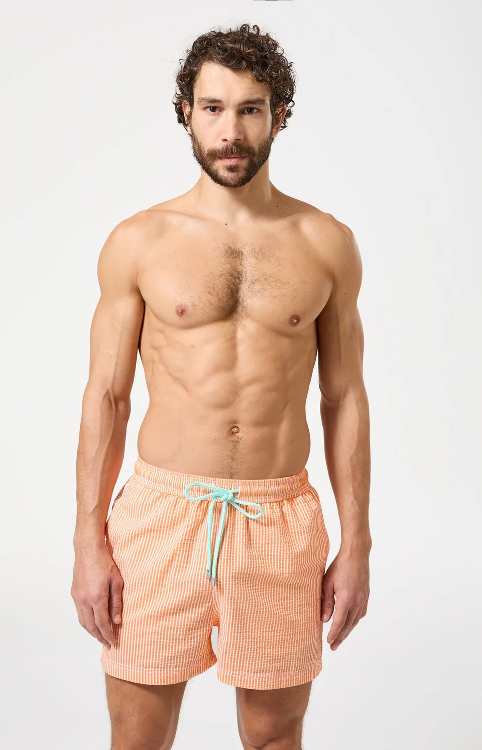 arthur-bob-short-de-bain-benjamin-orange-rayures-homme image 1