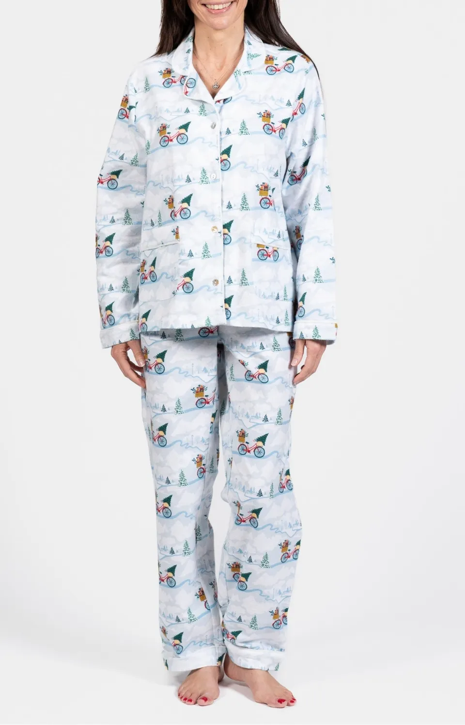 arthur-bob-no-l-pyjama-boutonn-femme-blanc-flanelle-coton image 1