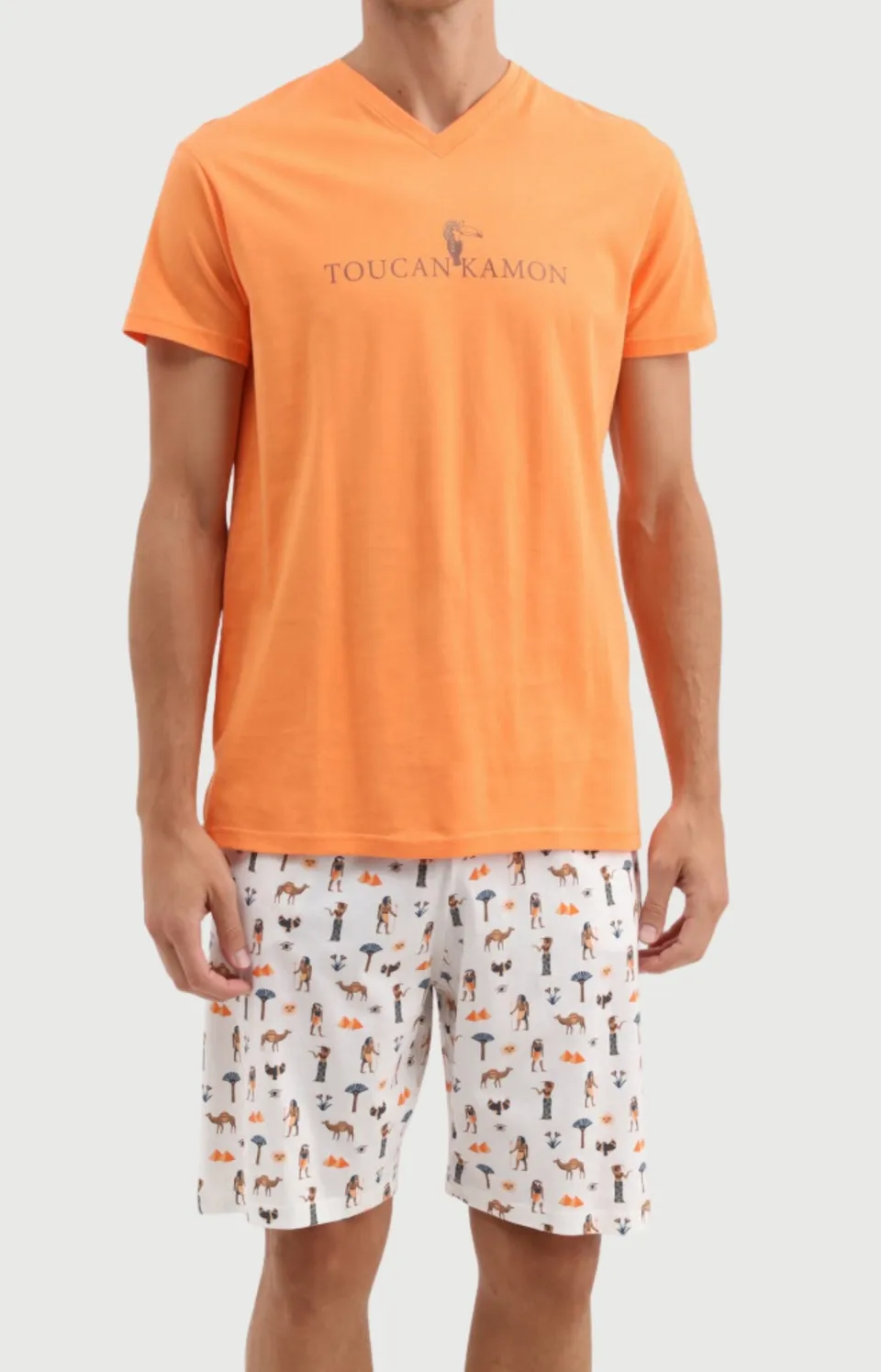 arthur-bob-toucankamon-pyjashort-homme-orange-coton image 1
