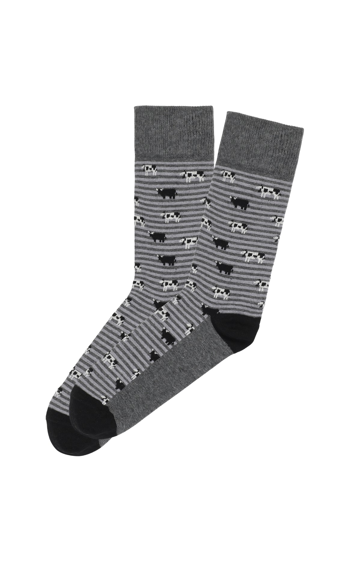 arthur-bob-chaussettes-vache-noir-gris-coton image 1