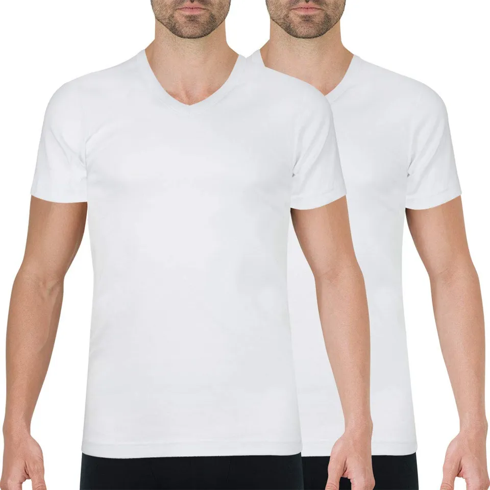 athena-easy-bio-lot-2-t-shirts-homme-col-v-blanc-taille-m image 1