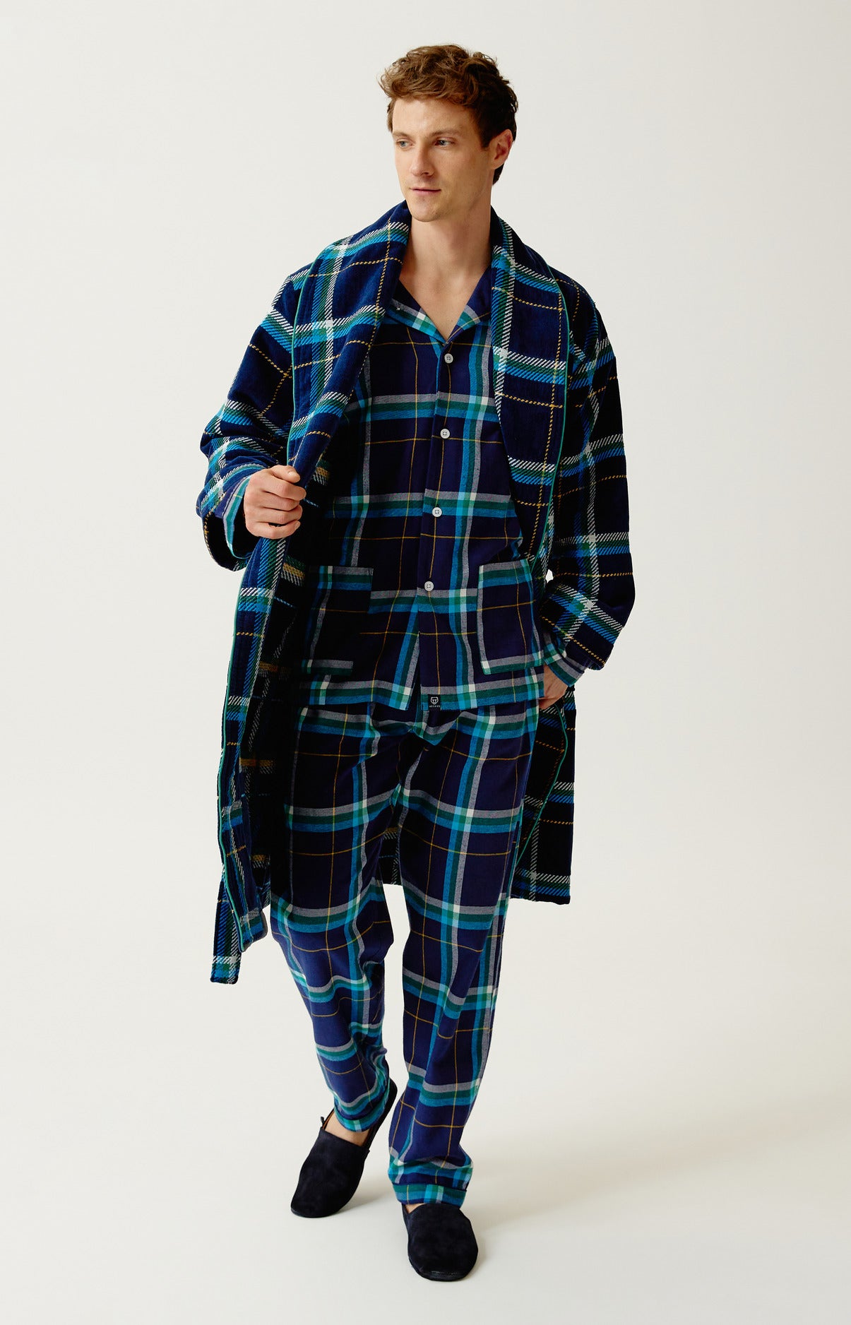 arthur-bob-peignoir-mark-velours-coton-marine-homme image 1