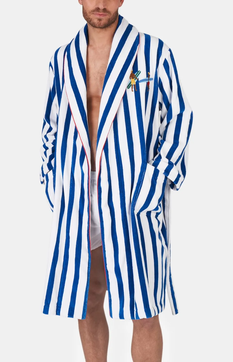 arthur-bob-surf-peignoir-bleu-l-rayures-coton image 1