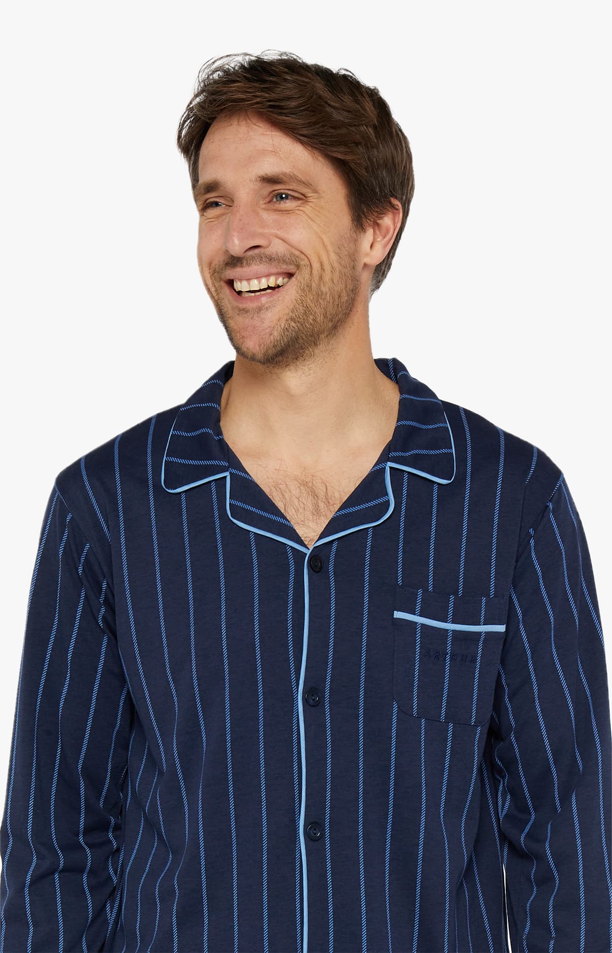 arthur-bob-tradi-marine-pyjama-homme-marine-l-lyocell-coton image 2