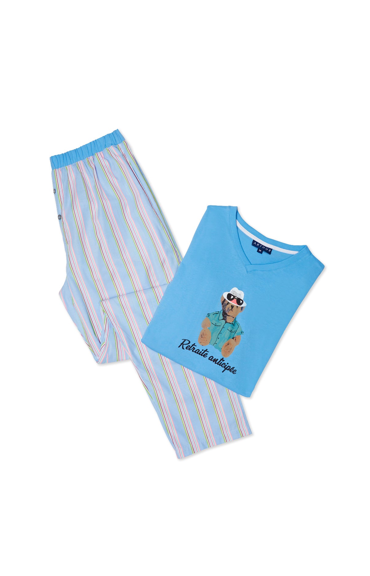 arthur-bob-pyjama-long-teddy-azur-jersey-coton-homme image 3