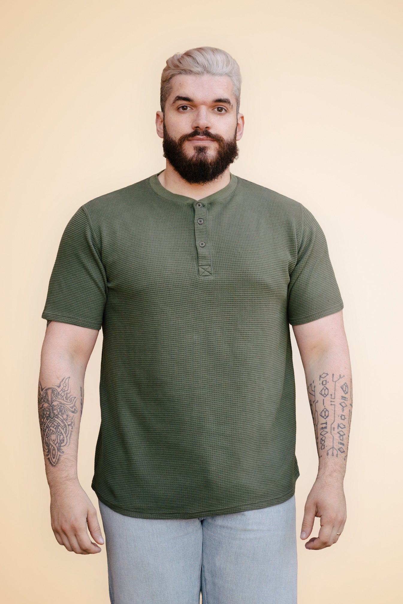 p-trone-henley-cormac-t-shirt-manches-courtes-beige image 7