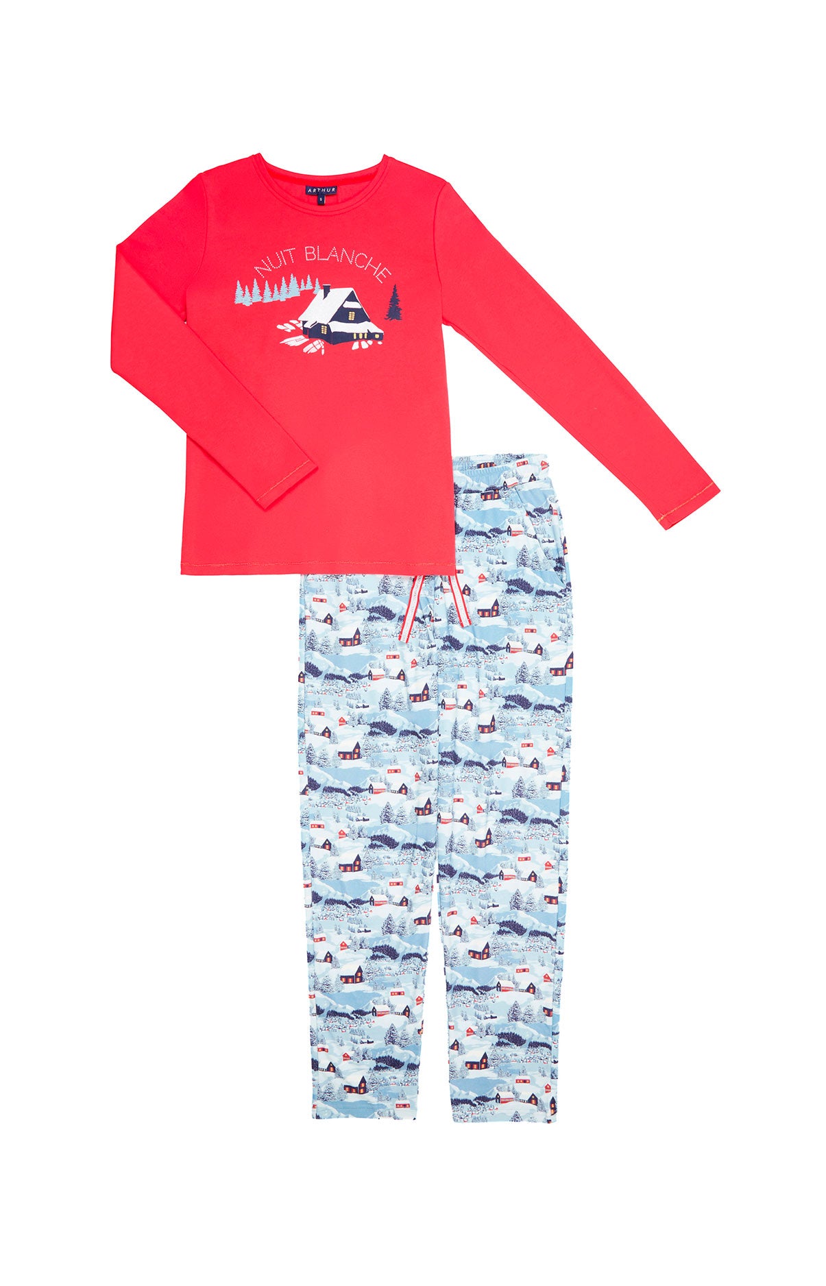 arthur-petits-chalets-pyjama-femme-bleu-coton-bio image 4