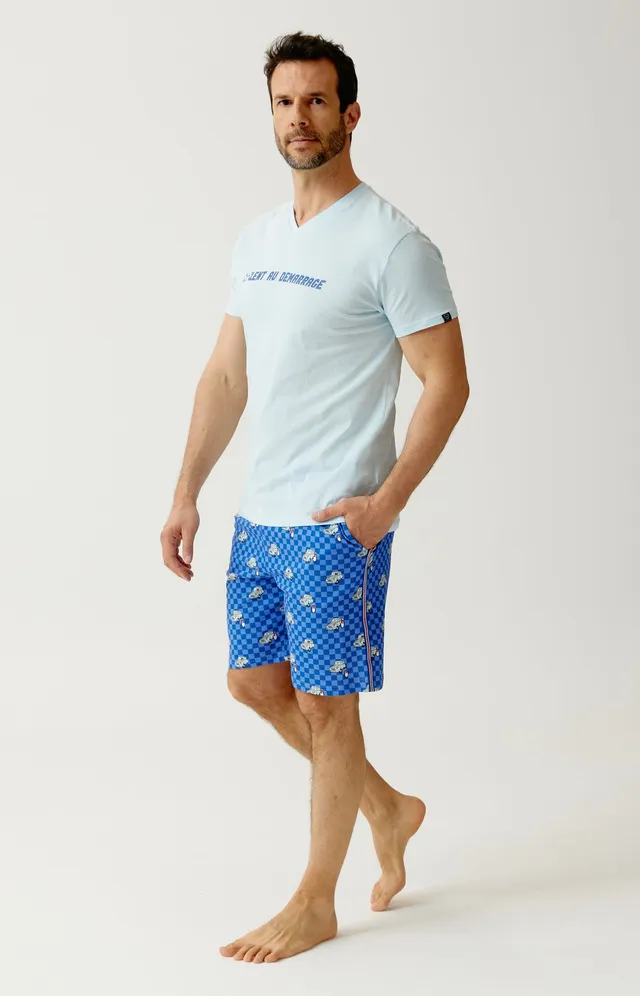 arthur-bob-lent-au-d-marrage-pyjashort-bio-bleu image 1