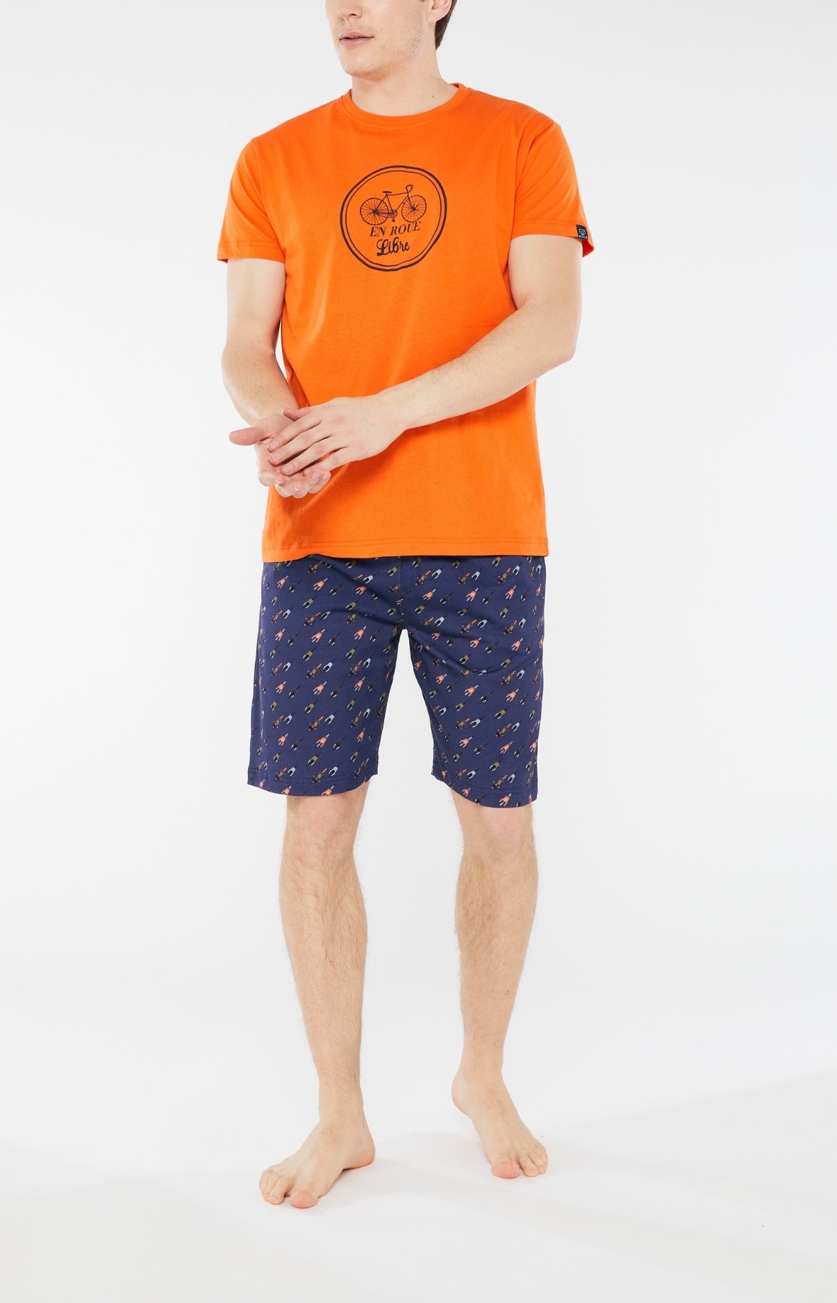 arthur-bob-cycliste-pyjashort-homme-marine-coton-bio image 1