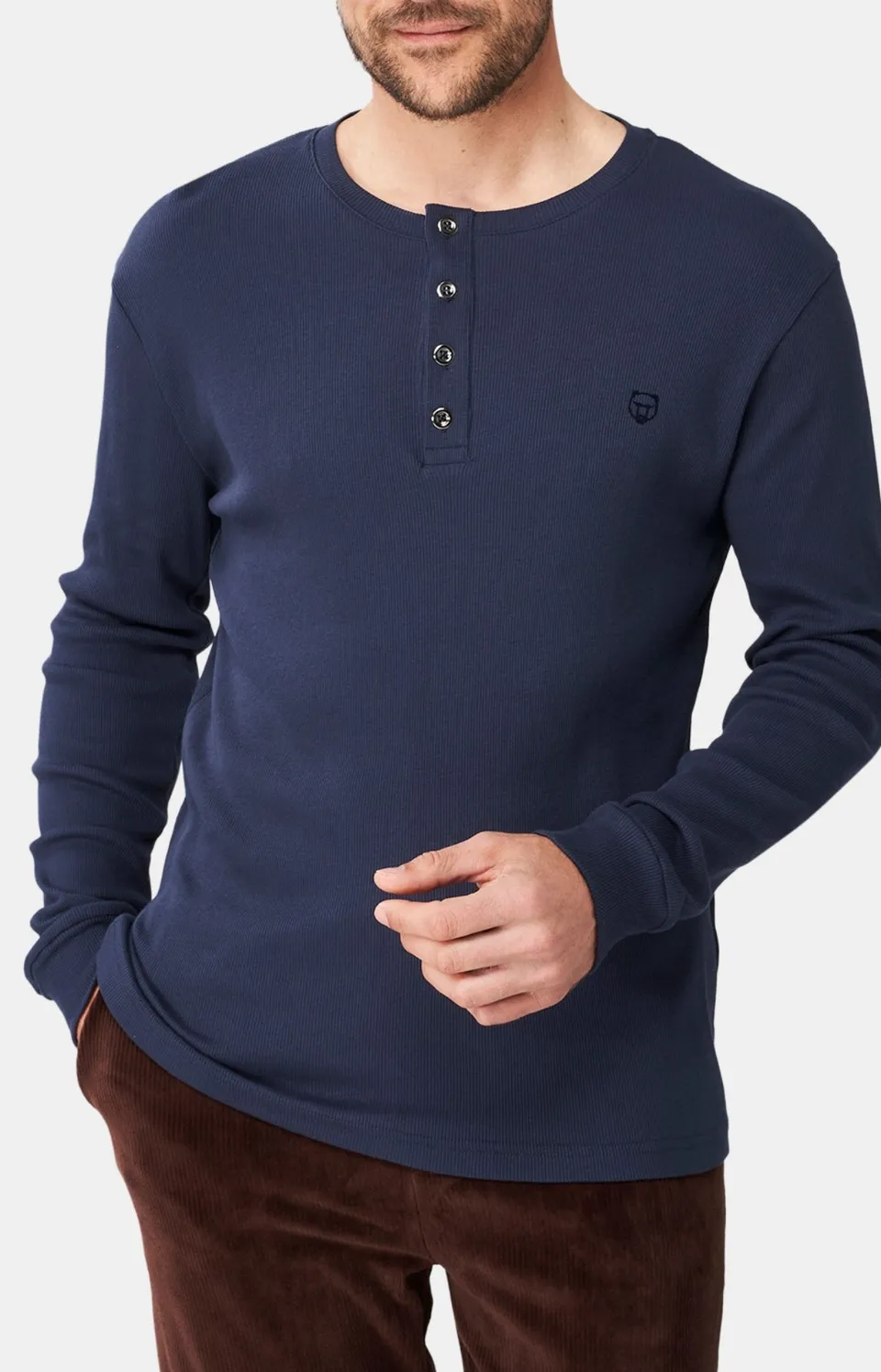 arthur-bob-tee-shirt-manches-longues-marine-modal-homme image 1