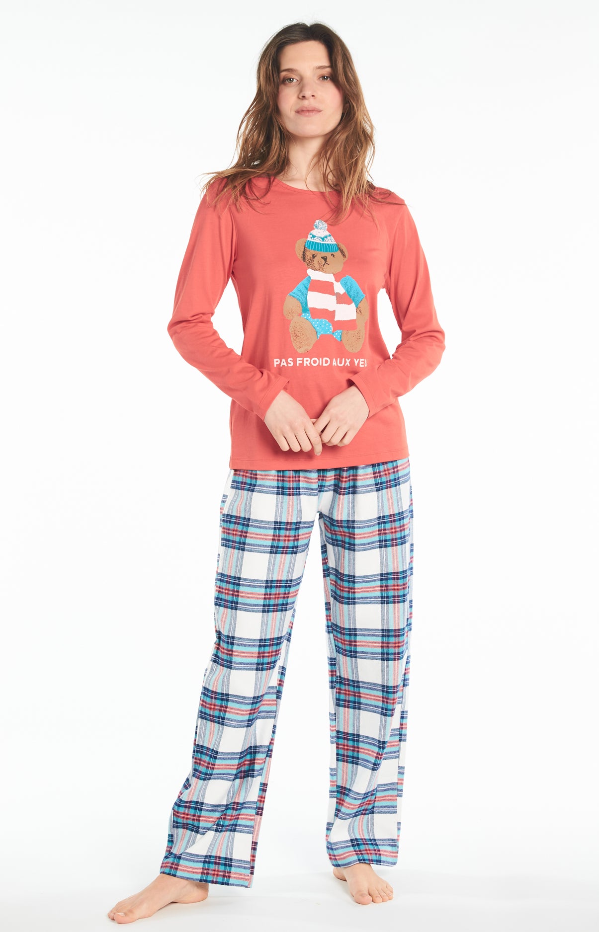 arthur-bob-pas-froid-aux-yeux-pyjama-femme-coton-neige image 1