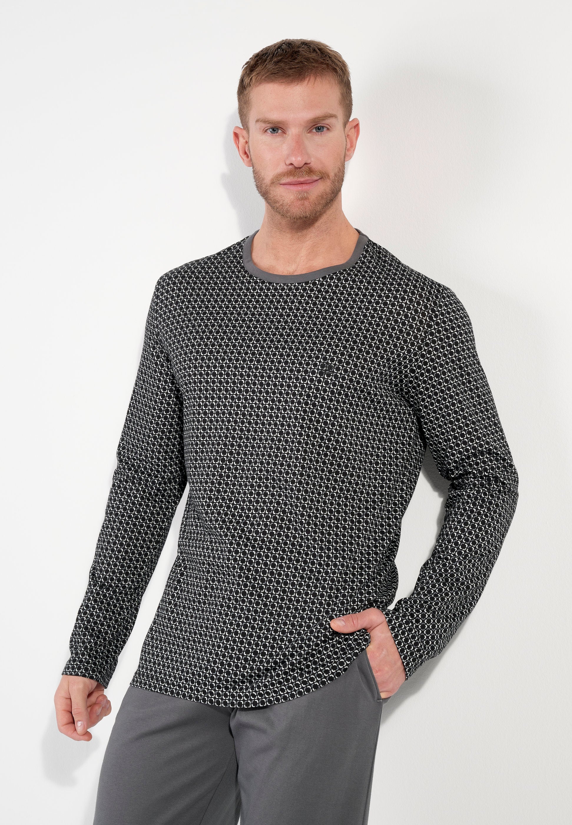 hom-waldorf-pyjama-long-homme-coton-gris-imprim image 2