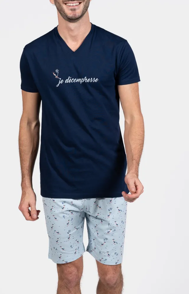 arthur-bob-plongeur-azur-pyjashort-homme-azur image 1