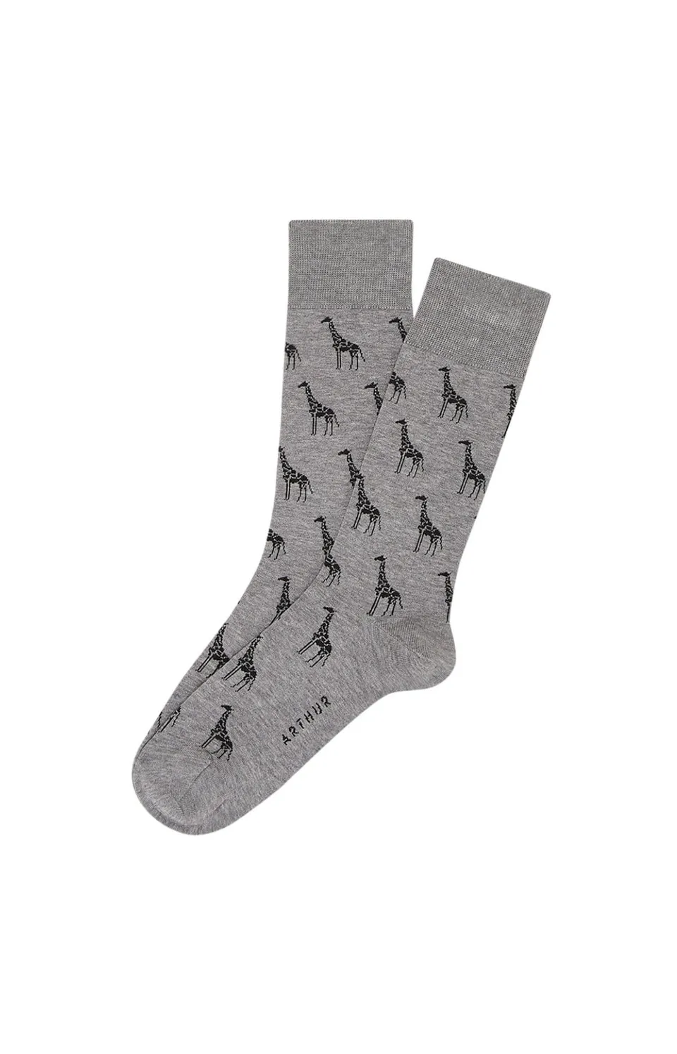 arthur-bob-girafe-chaussettes-homme-gris-fil-d-cosse image 1