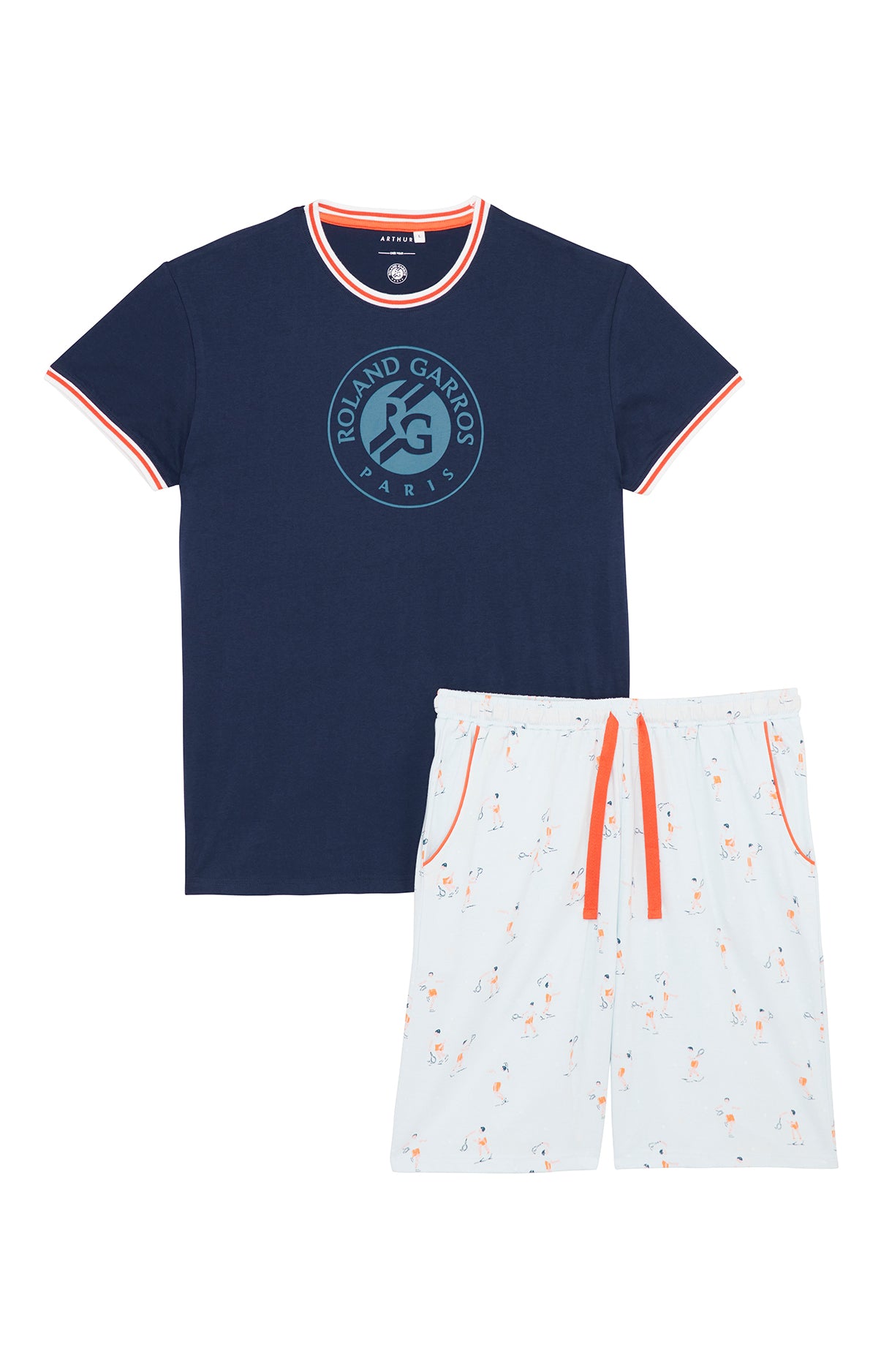 arthur-bob-pyjashort-roland-garros-marine-coton-bio image 3