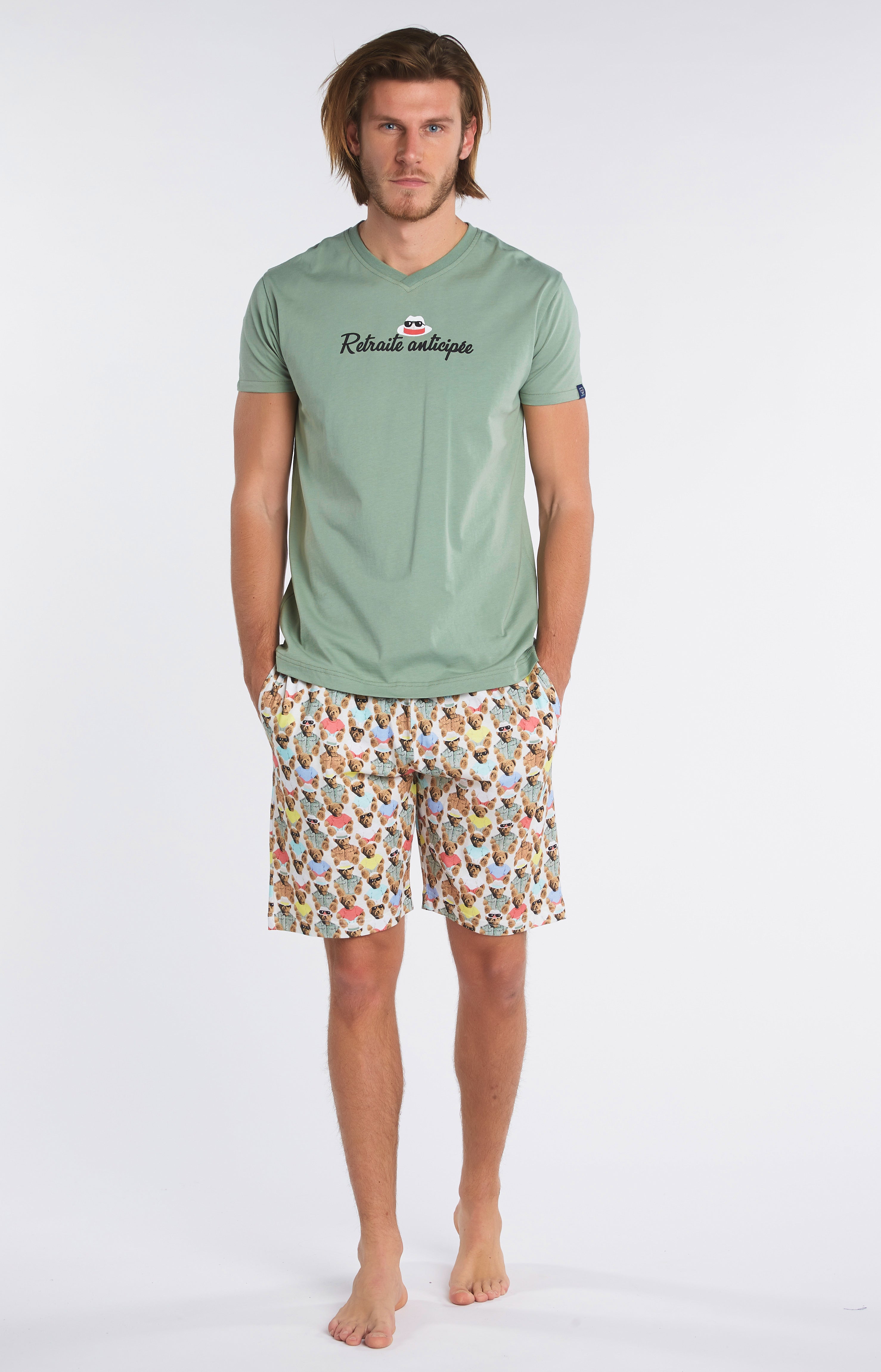 arthur-bob-teddy-pyjashort-coton-bio-homme-multicolore image 1