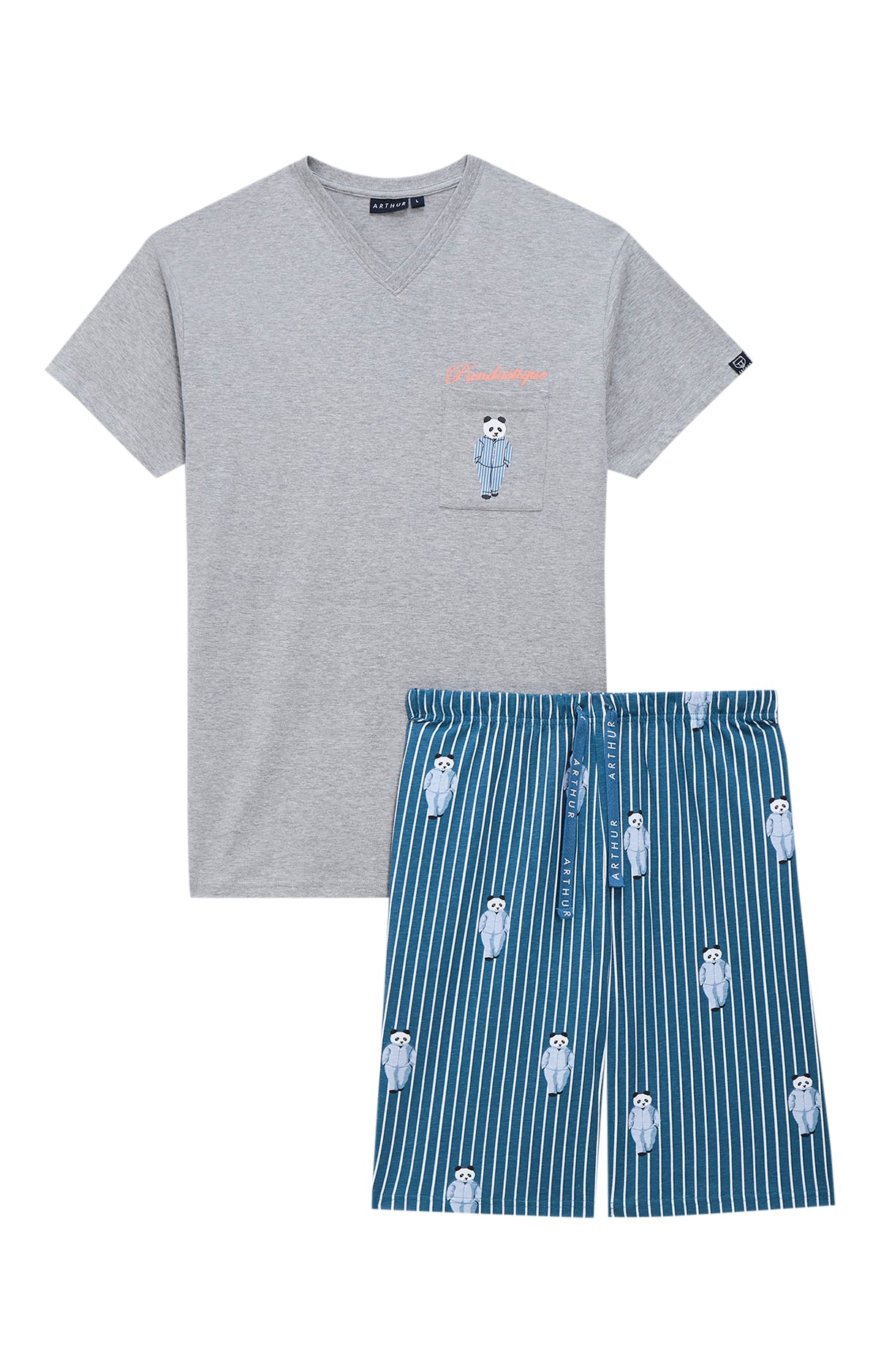 arthur-pandastique-pyjashort-coton-bio-canard-manches-courtes image 3