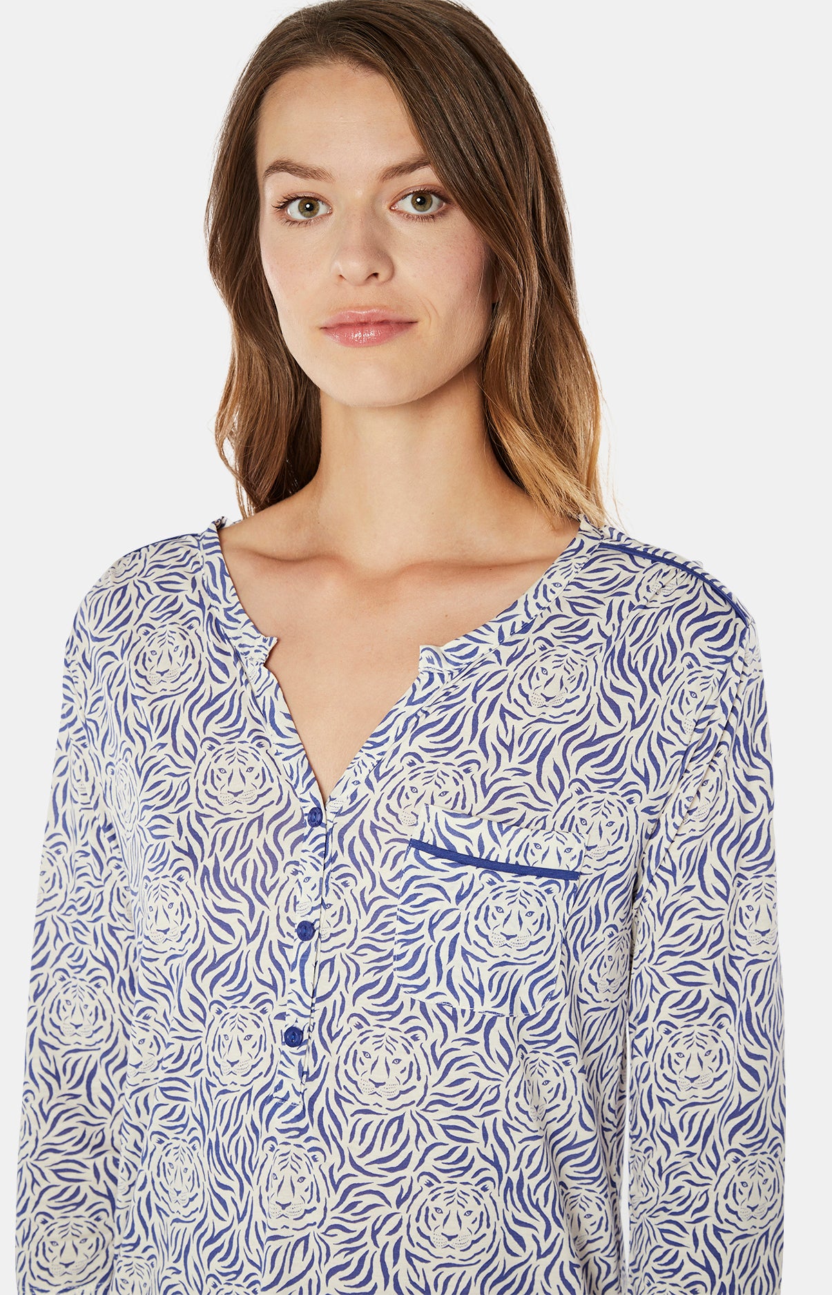 arthur-bob-tigre-liquette-femme-bleue-lyocell-manches-3-4 image 7