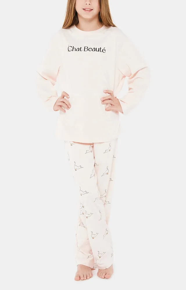 arthur-bob-chat-beaut-pyjama-enfant-poudre-4a-coton-bio image 1