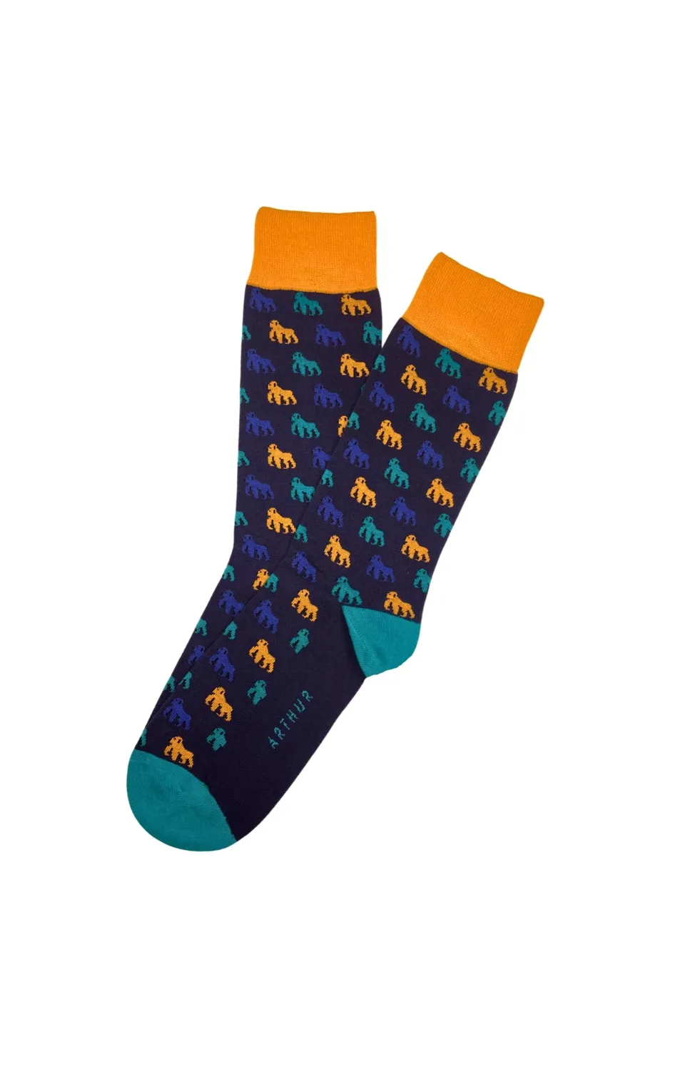 arthur-bob-gorille-chaussettes-homme-coton-marine image 1