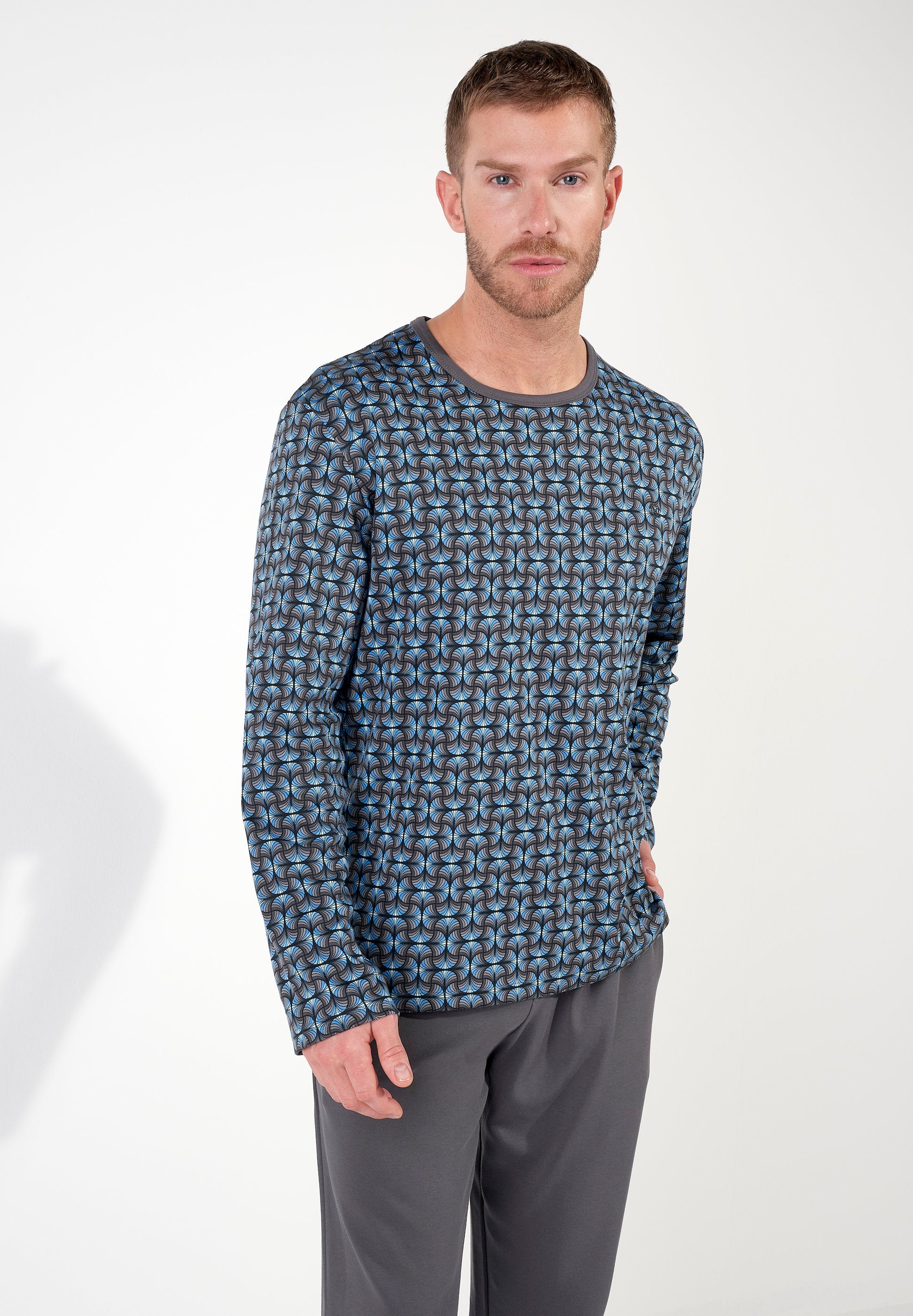 hom-aloys-pyjama-homme-long-gris-motif-coton-interlock-taille-m image 2