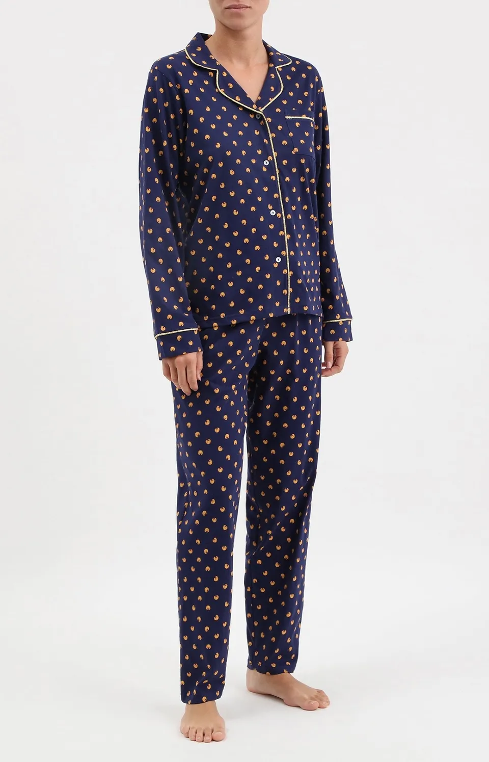 arthur-bob-croissant-pyjama-boutonn-femme-marine-coton image 1