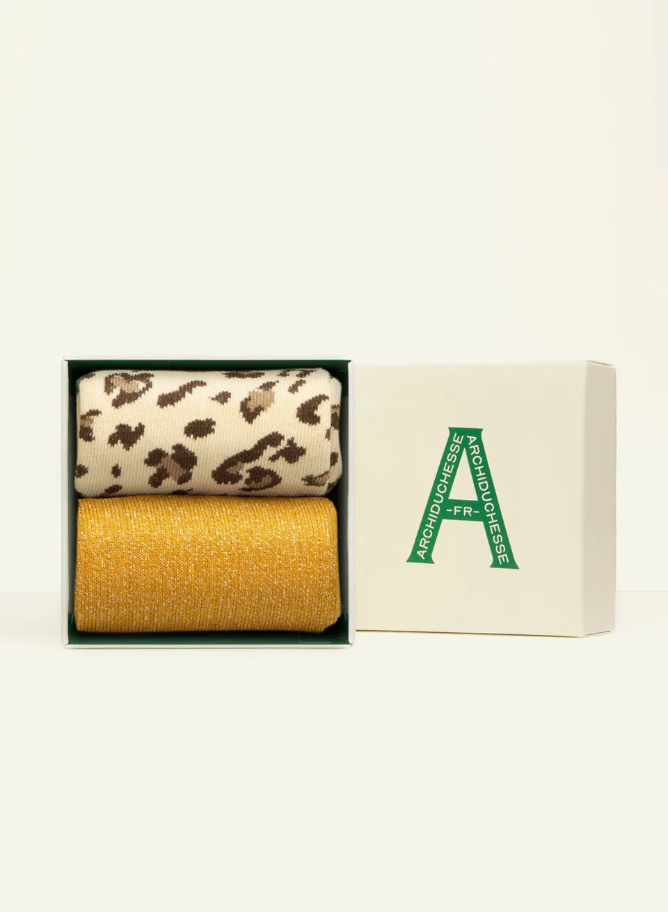 archiduchesse-paillet-e-duo-l-opard-miel-chaussettes-coffret image 1