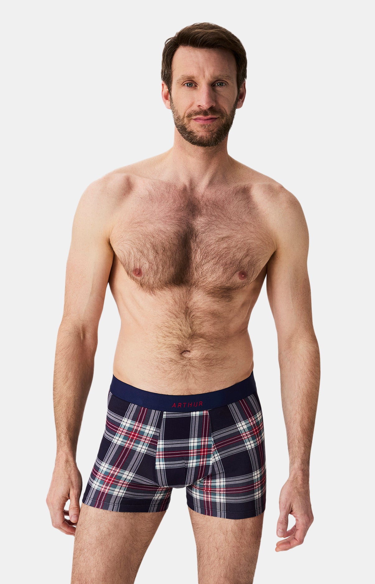 arthur-bob-boxer-logan-carreaux-marine-coton-bio-homme image 2