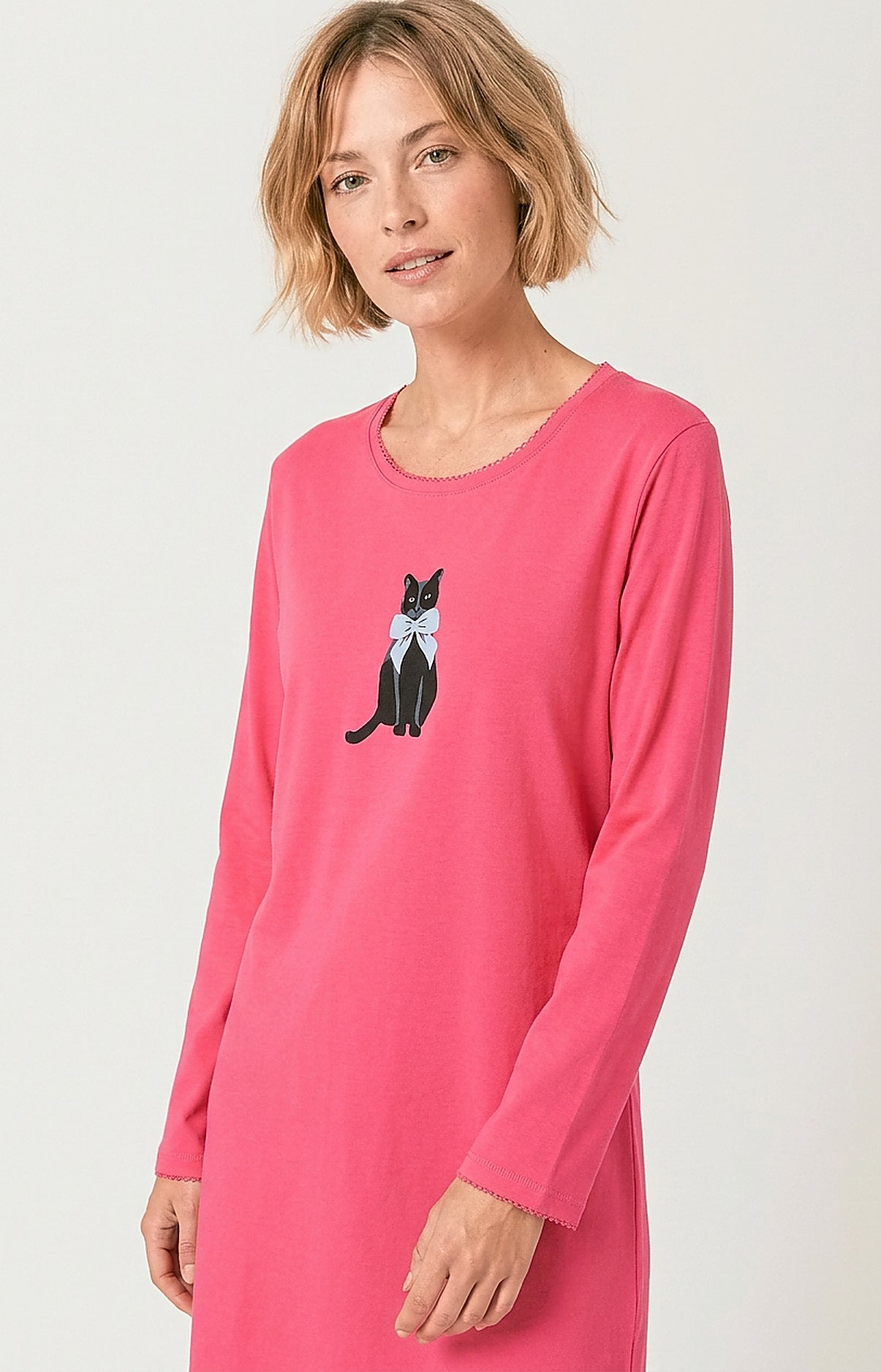 arthur-bob-kitty-chemise-de-nuit-femme-fushia-coton-bio image 2