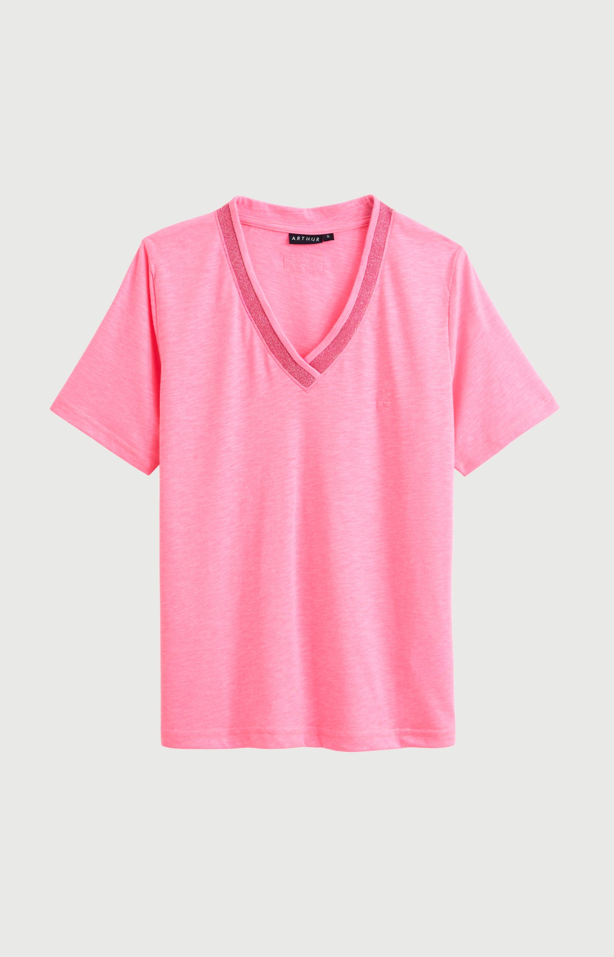arthur-bob-amarena-tee-shirt-coton-rose-fluo image 3