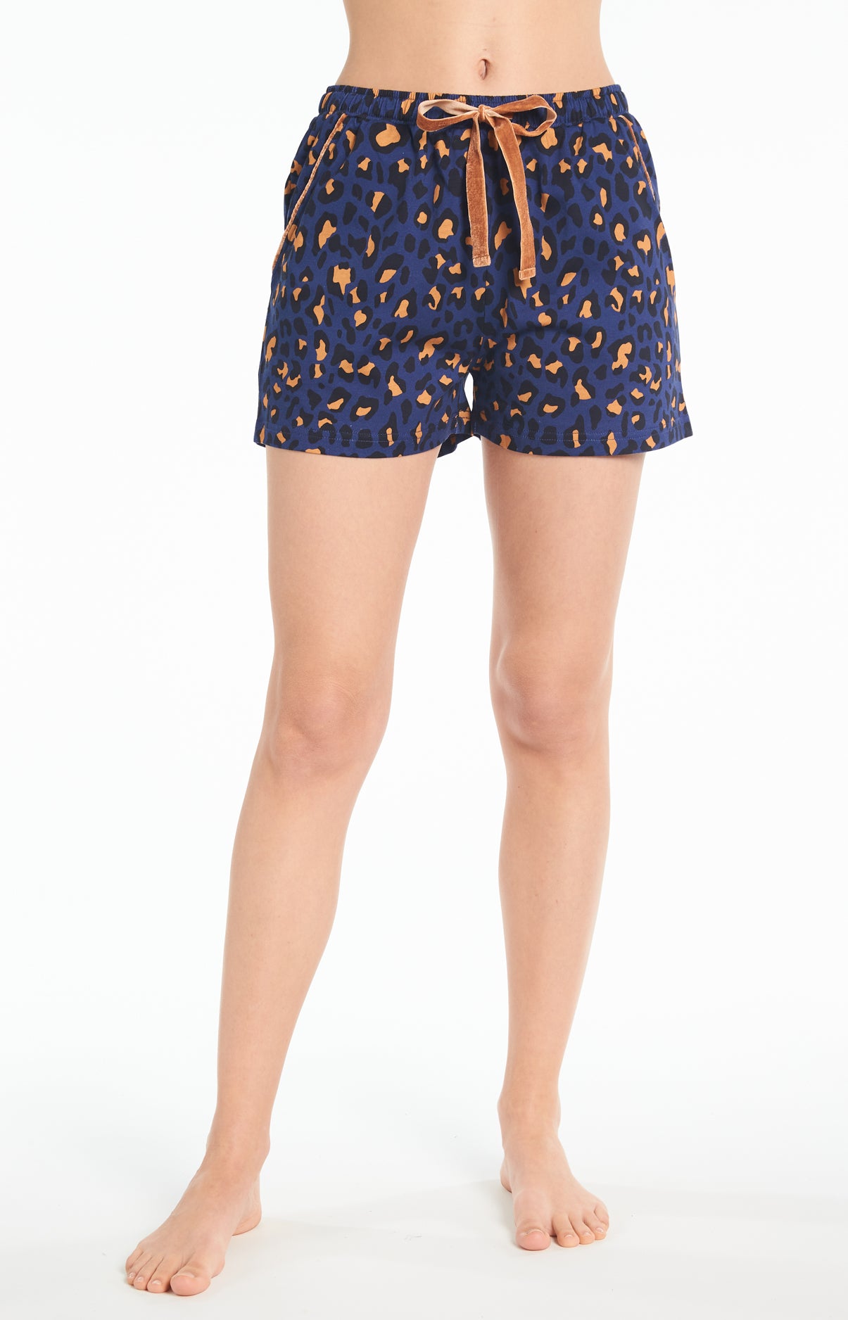 arthur-bob-short-l-opard-bas-pyjama-femme-marine-coton-bio image 2