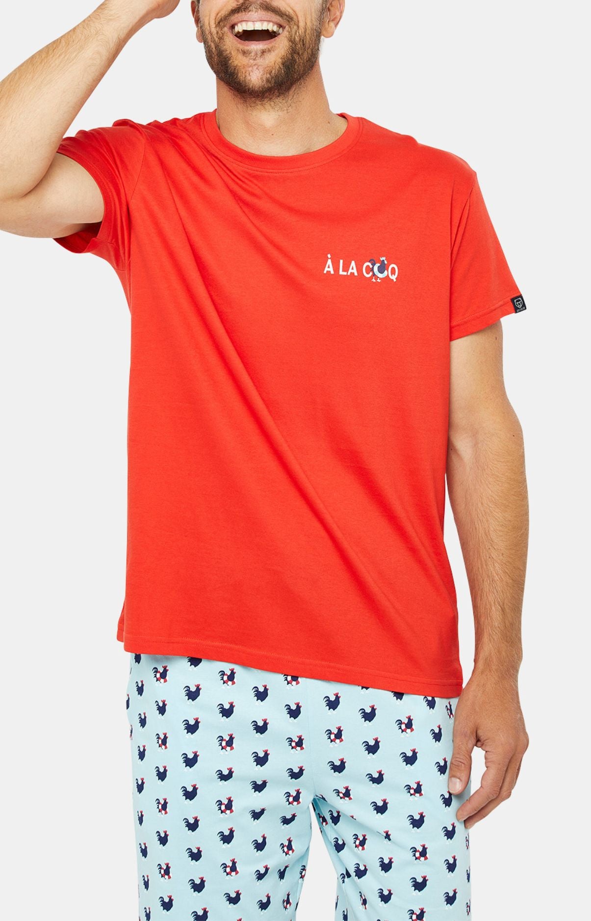 arthur-bob-coq-pyjashort-homme-coton-bio-ciel image 2