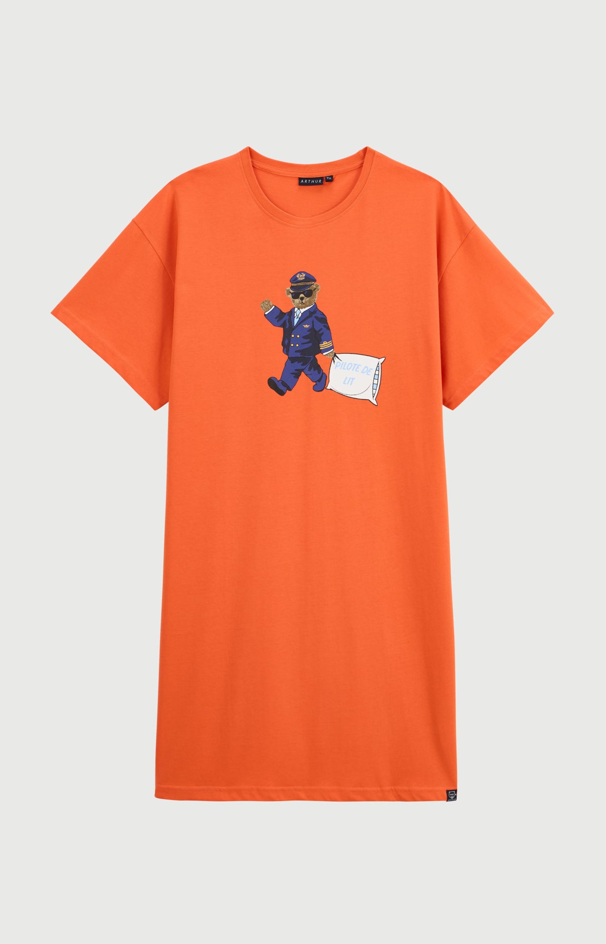 arthur-bob-pilote-de-lit-maxi-tee-shirt-orange-coton-bio image 3