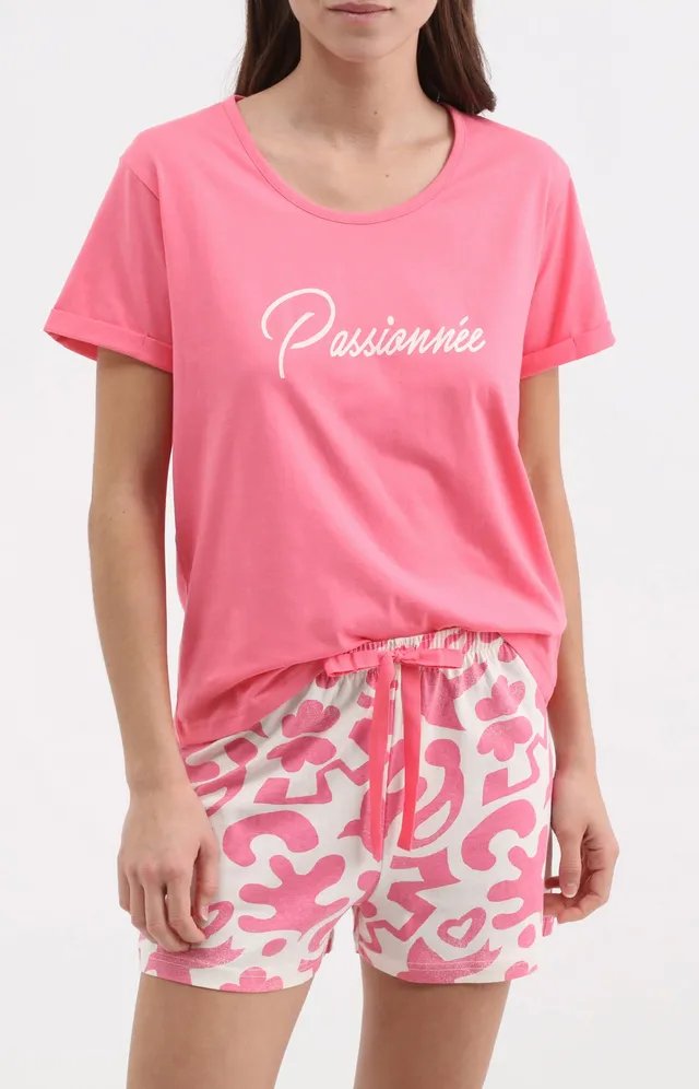 arthur-bob-passionn-e-pyjashort-femme-coton-rose image 1