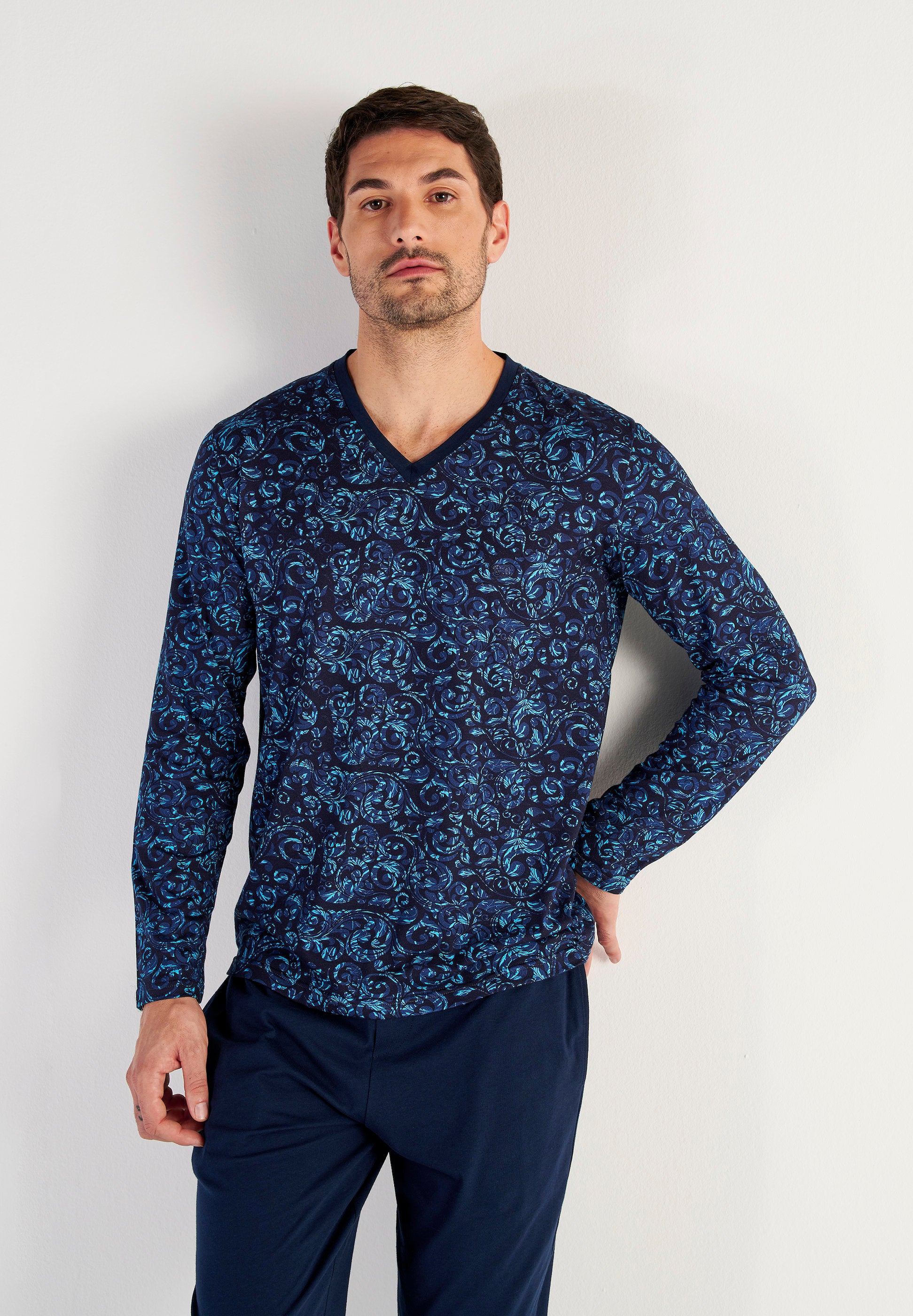 hom-modal-comfort-brian-pyjama-homme-imprim-bleu-coton image 2