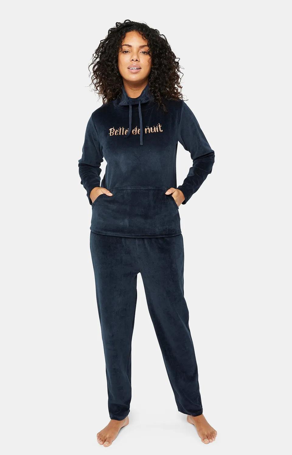 arthur-bob-marine-pyjama-femme-long-coton-marine-36-44 image 1