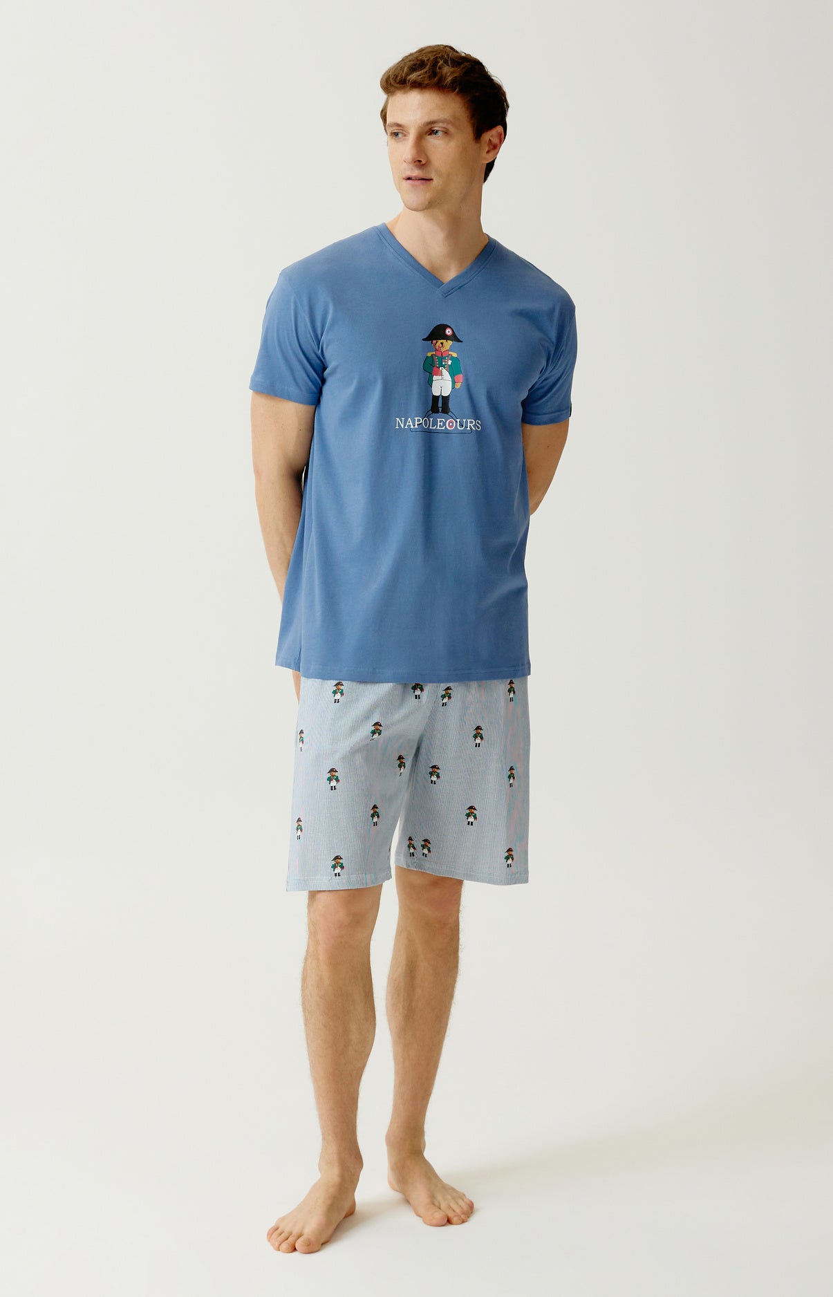 arthur-bob-pyjashort-napol-ours-bleu-coton-bio-homme image 1