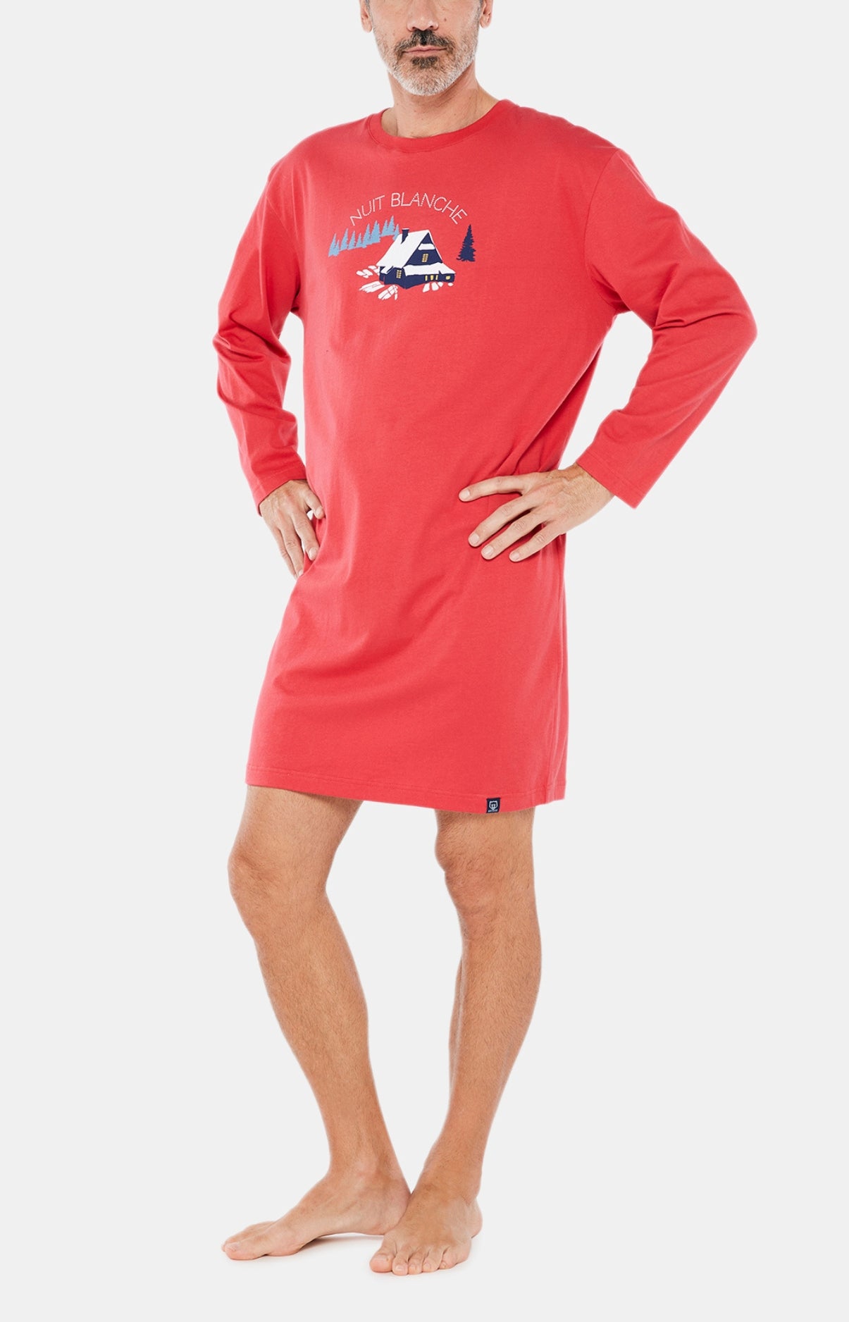 arthur-chalets-maxi-tee-shirt-nuit-coton-rouge image 4