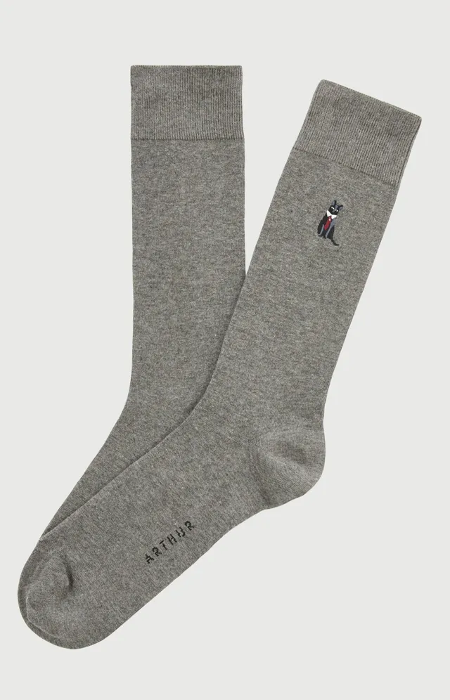 arthur-bob-chaussettes-coton-gris-cat-sup-40-46 image 1