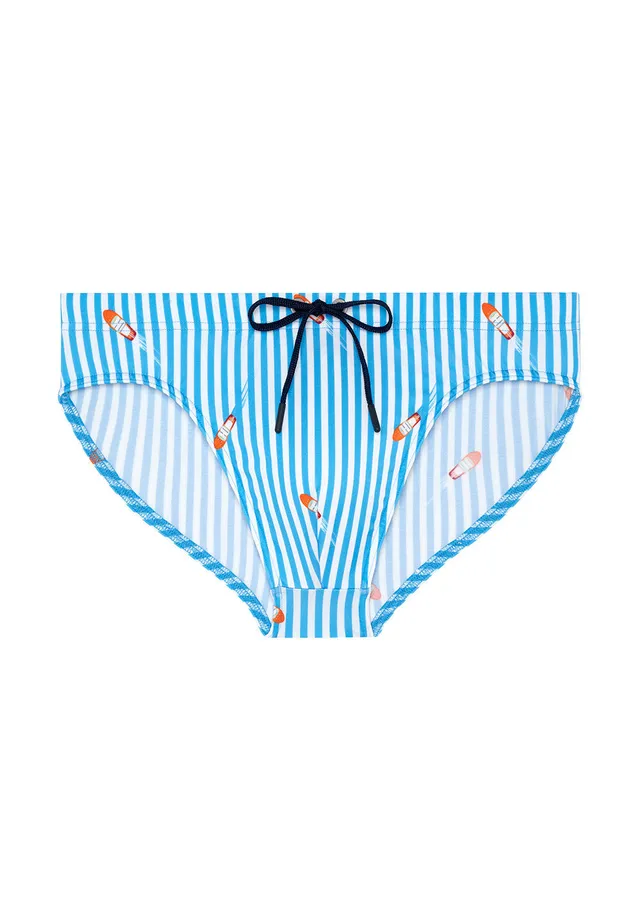 hom-viareggio-slip-de-bain-bleu-ray-microfibre image 1