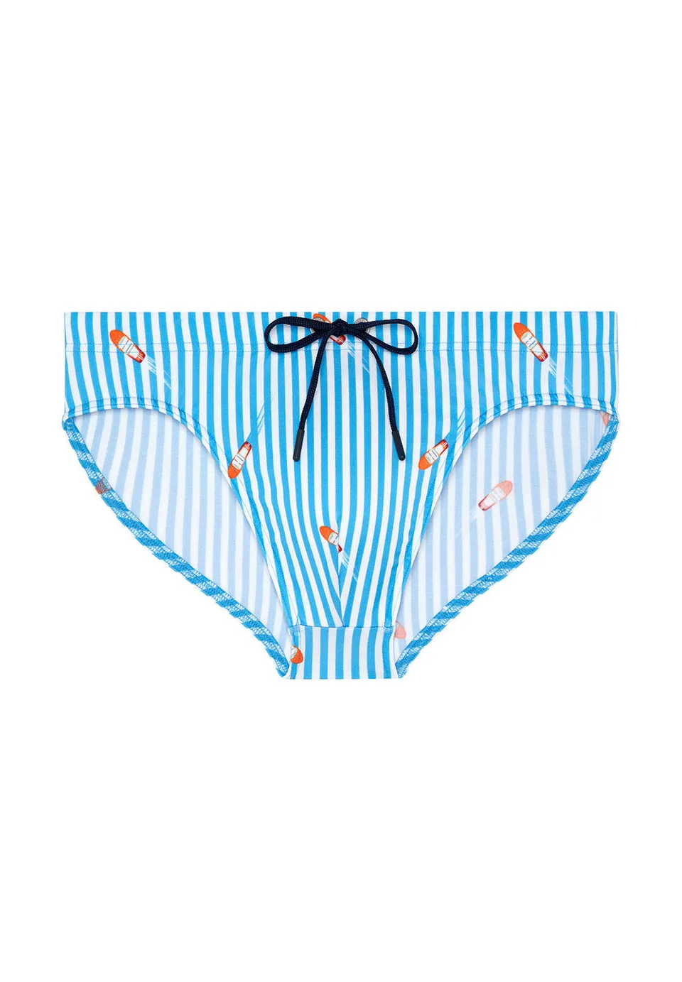 hom-viareggio-slip-de-bain-bleu-ray-microfibre image 1