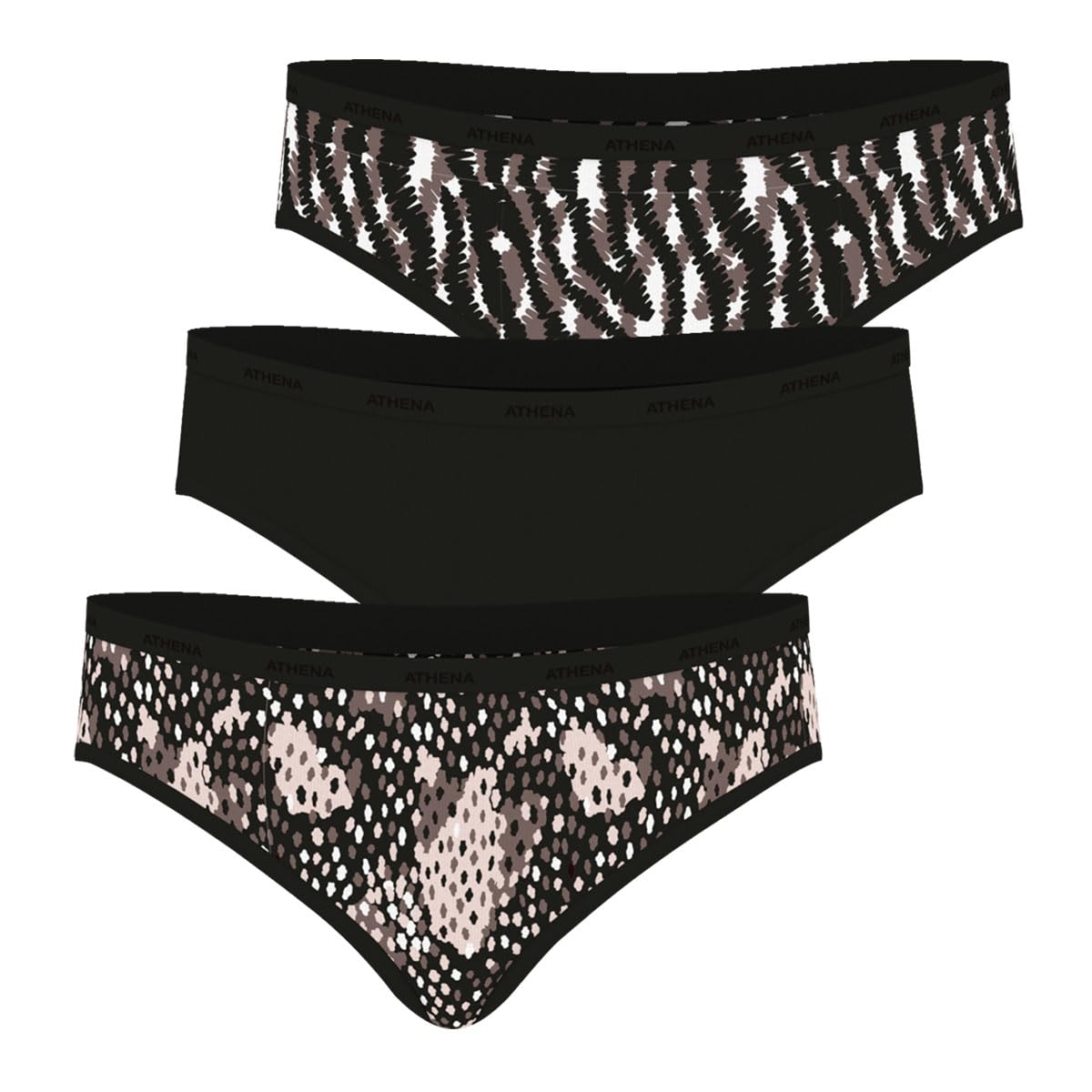 athena-ecopack-lot-3-culottes-l-opard-noir-coton-stretch image 1