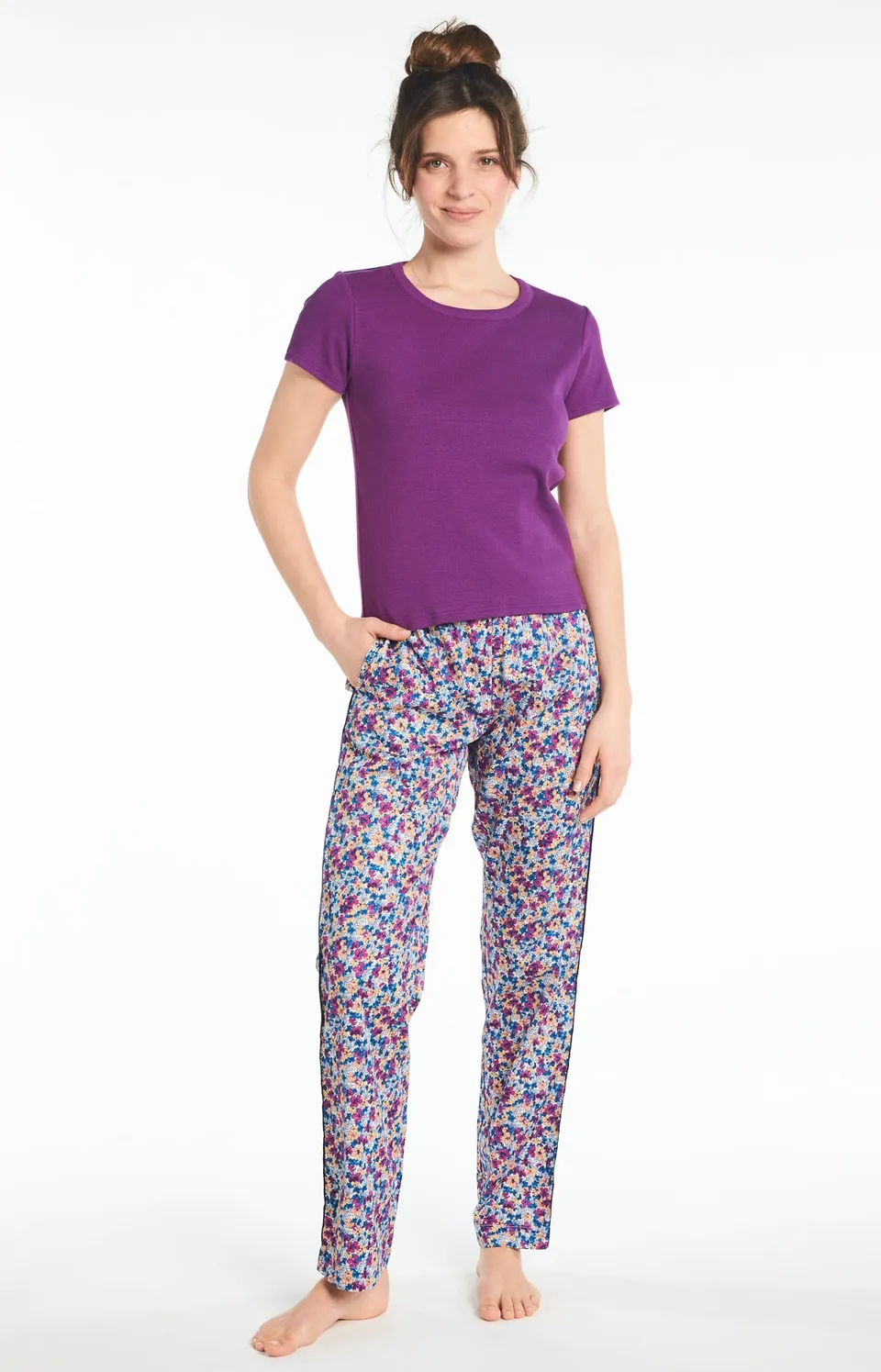 arthur-bob-fleur-pantalon-pyjama-violet-coton-bio image 1