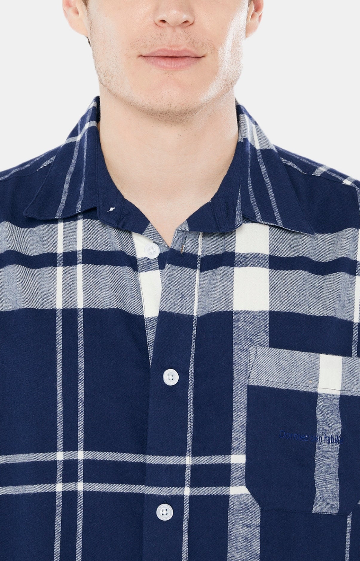 arthur-bob-big-carreaux-chemise-de-nuit-marine-flanelle image 2