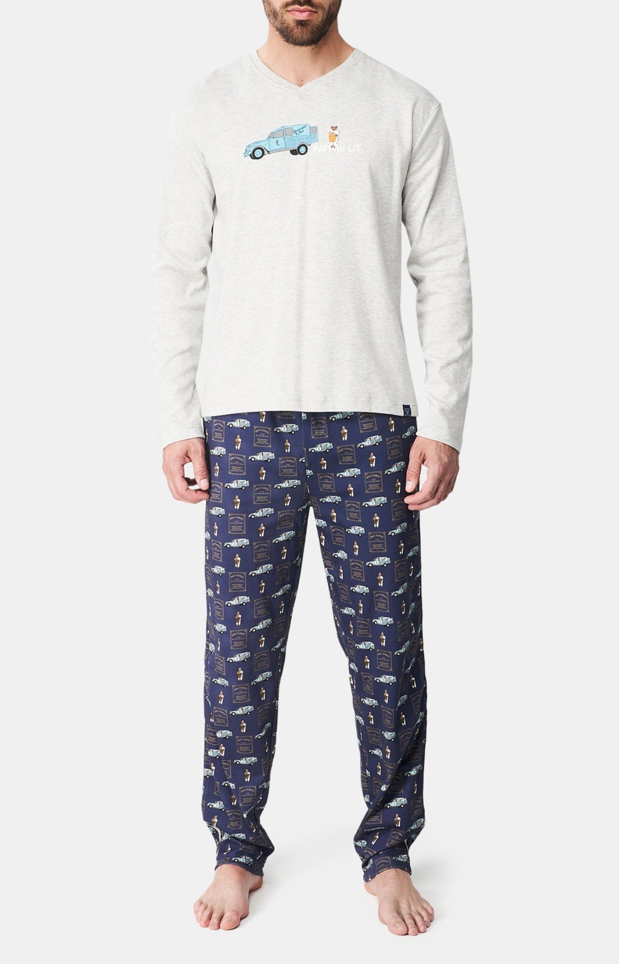 arthur-bob-pain-au-lit-pyjama-homme-marine-coton-bio-chaud image 1