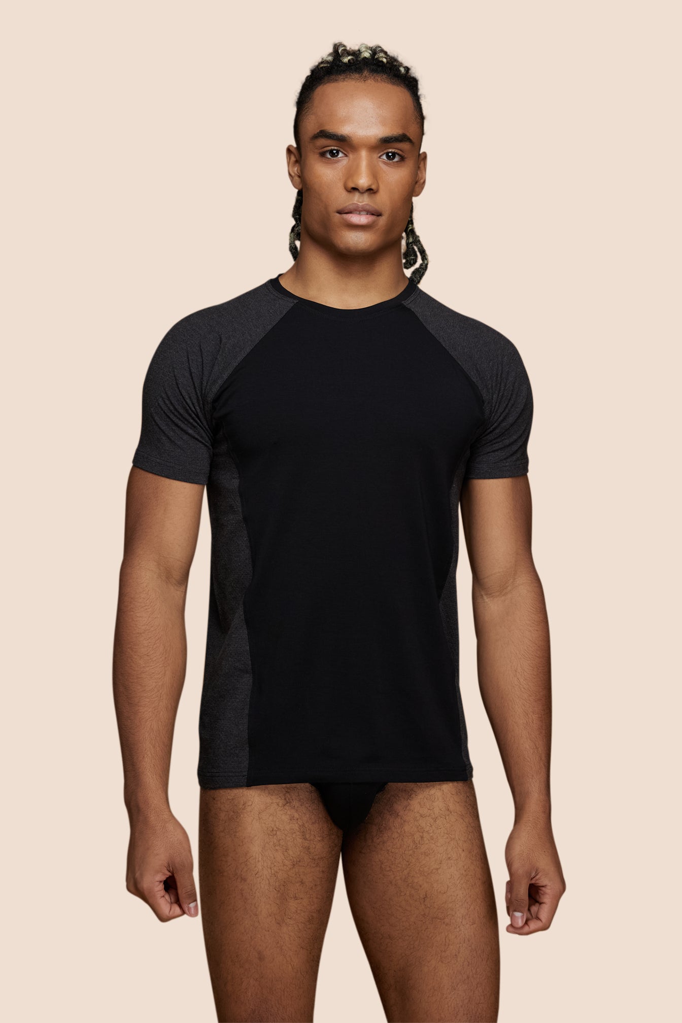 p-trone-t-shirt-manches-courtes-t-shirt-sport-ajust-noir-tencel image 4