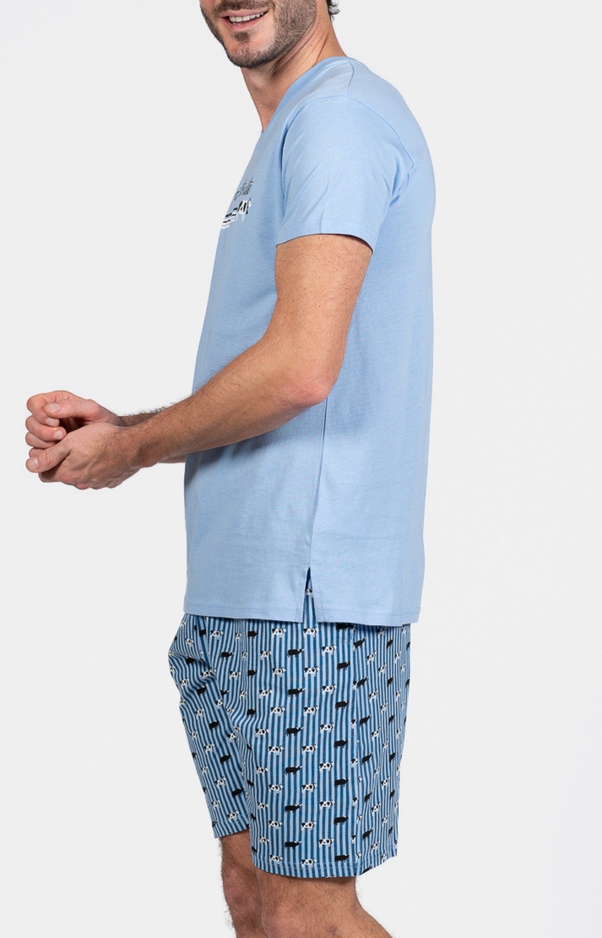 arthur-bob-vache-pyjashort-homme-bleu-coton image 5