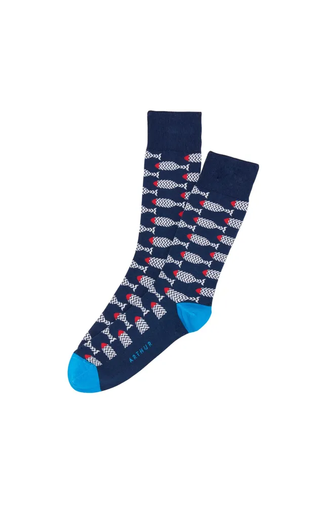 arthur-bob-fish-chaussettes-homme-marine-coton-bio image 1
